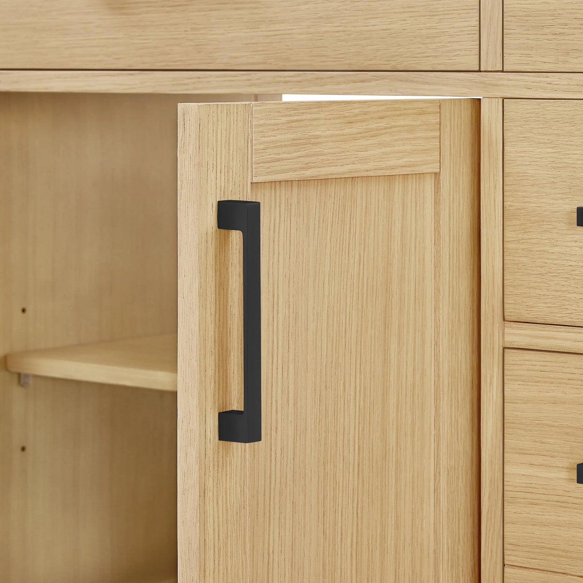 72" Beckett Double Bathroom Vanity with Toe Kick Rift Oak Matte Black Trim by wyndham View 45