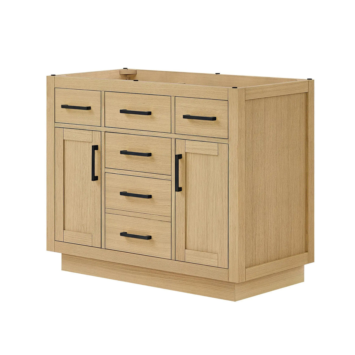 42" Beckett Single Bathroom Vanity with Toe Kick Rift Oak Matte Black Trim by wyndham View 44