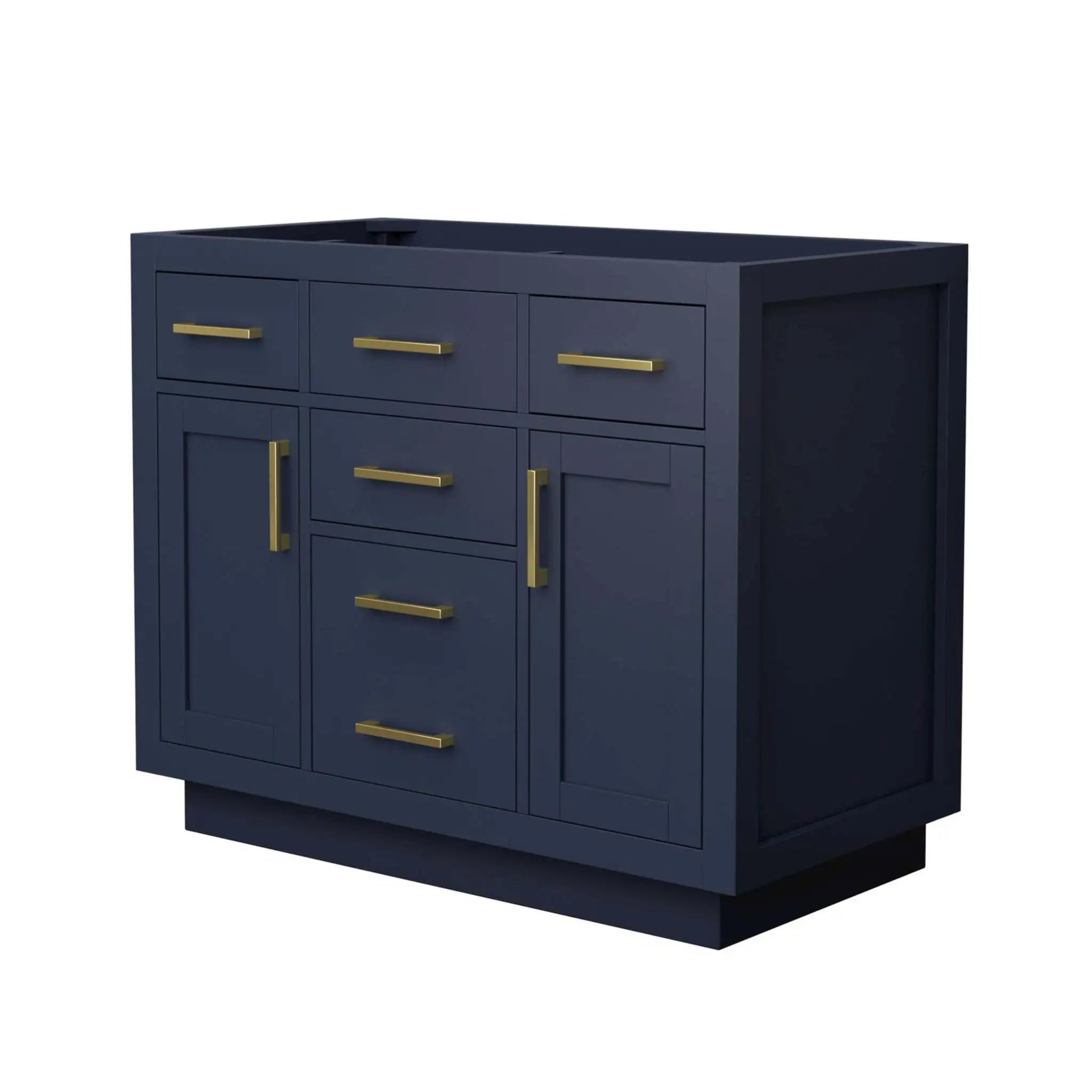 42" Beckett TK Beckett Single Bathroom Vanity with Toe Kick in Dark Blue with Brushed Gold Trim by Wyndham
