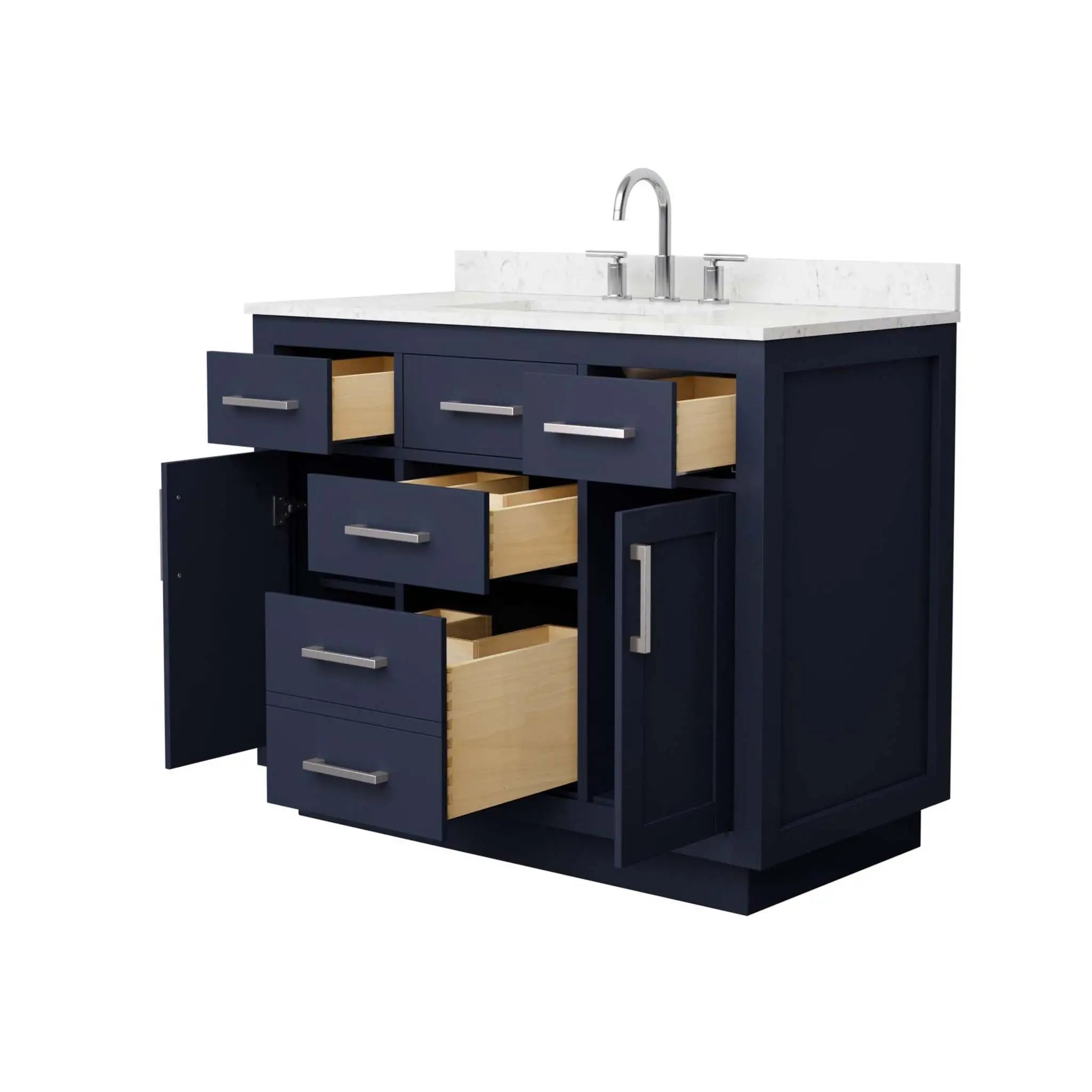42" Beckett TK Beckett Single Bathroom Vanity with Toe Kick in Dark Blue with Brushed Nickel Trim by Wyndham
