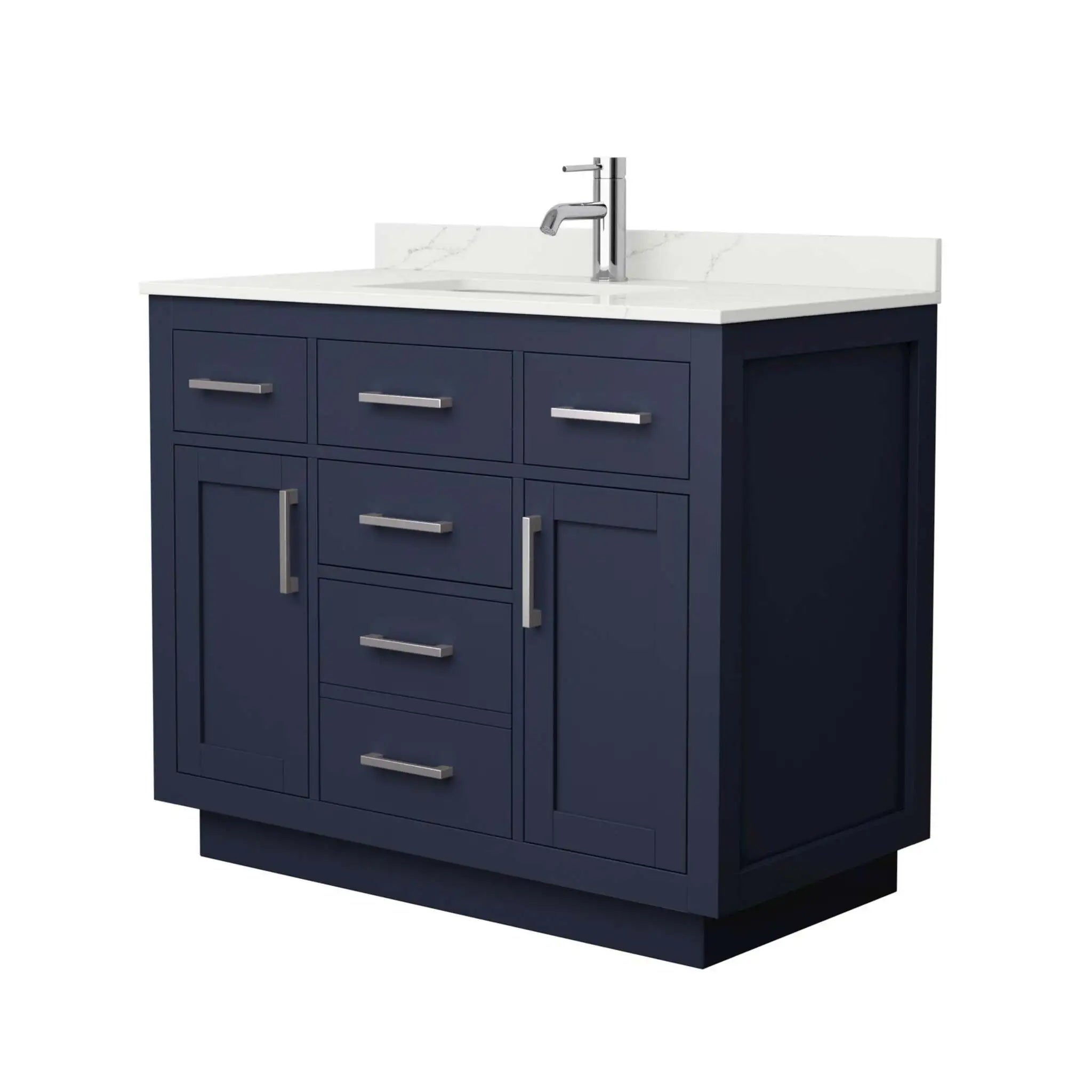 42" Beckett TK Beckett Single Bathroom Vanity with Toe Kick in Dark Blue with Brushed Nickel Trim by Wyndham