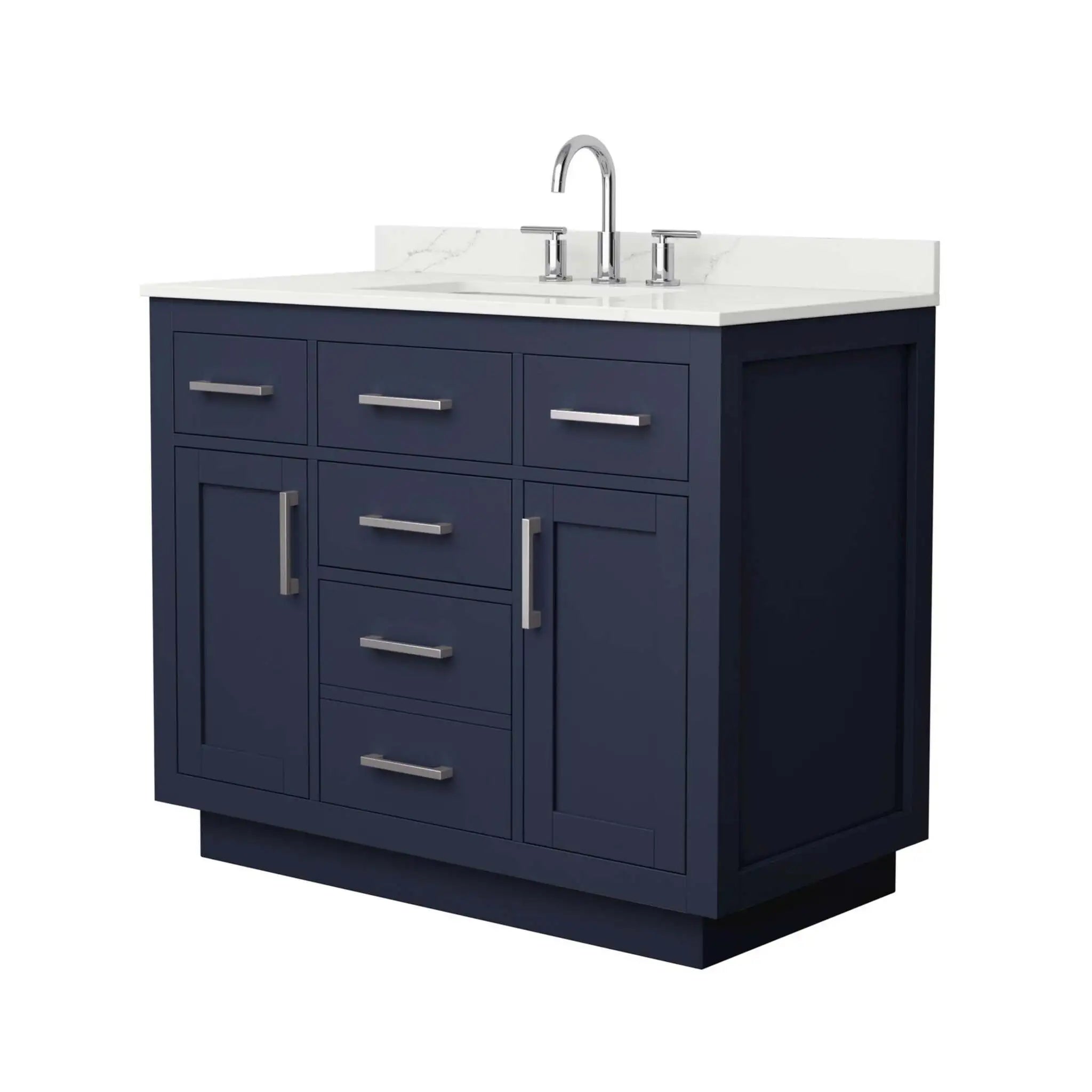 42" Beckett TK Beckett Single Bathroom Vanity with Toe Kick in Dark Blue with Brushed Nickel Trim by Wyndham