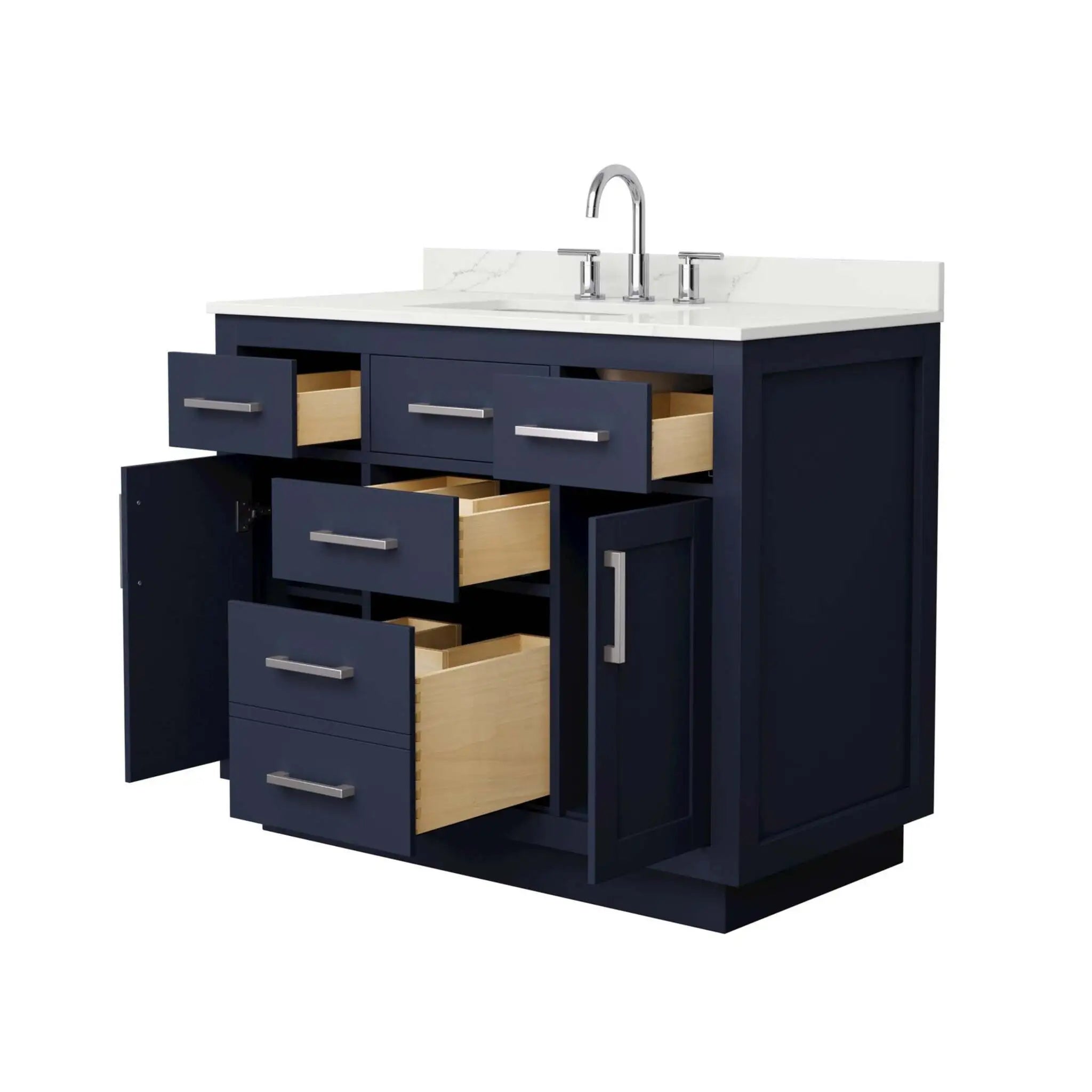 42" Beckett TK Beckett Single Bathroom Vanity with Toe Kick in Dark Blue with Brushed Nickel Trim by Wyndham