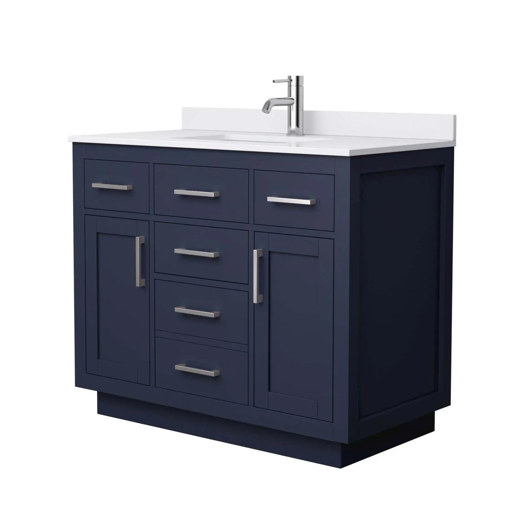 42" Beckett TK Beckett Single Bathroom Vanity with Toe Kick in Dark Blue with Brushed Nickel Trim by Wyndham