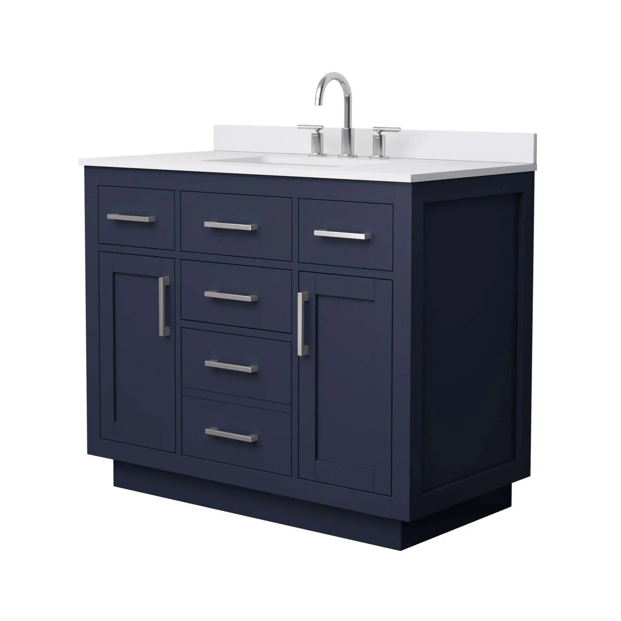 42" Beckett TK Beckett Single Bathroom Vanity with Toe Kick in Dark Blue with Brushed Nickel Trim by Wyndham