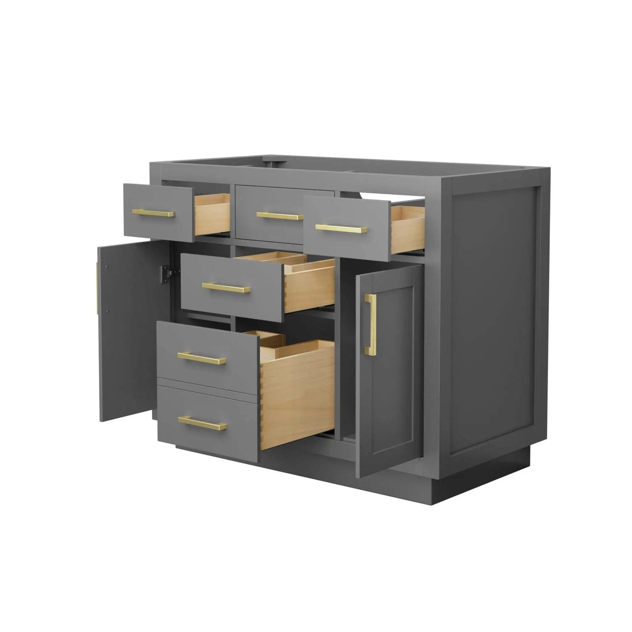 42" Beckett TK Beckett Single Bathroom Vanity with Toe Kick in Dark Gray with Brushed Gold Trim by Wyndham
