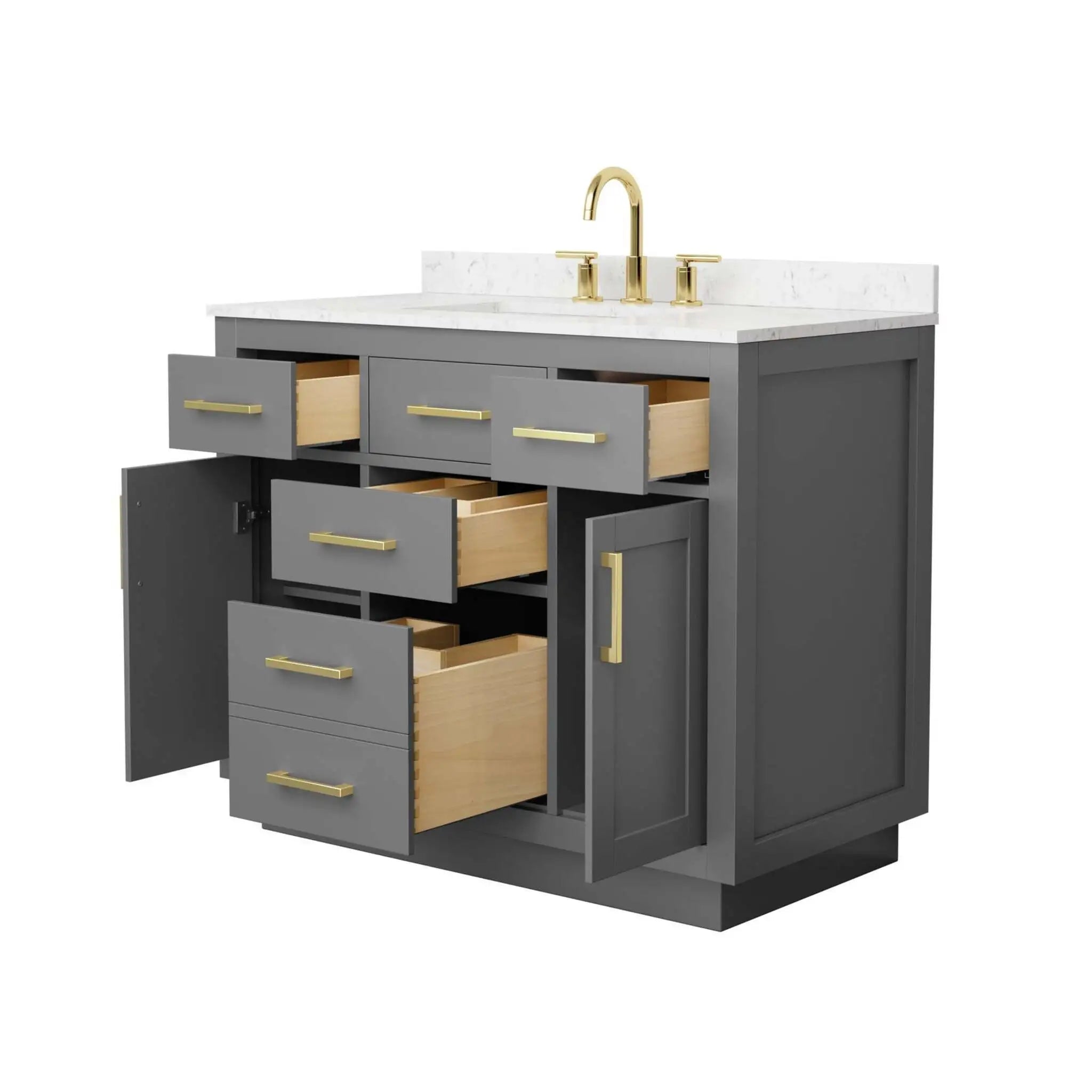42" Beckett TK Beckett Single Bathroom Vanity with Toe Kick in Dark Gray with Brushed Gold Trim by Wyndham
