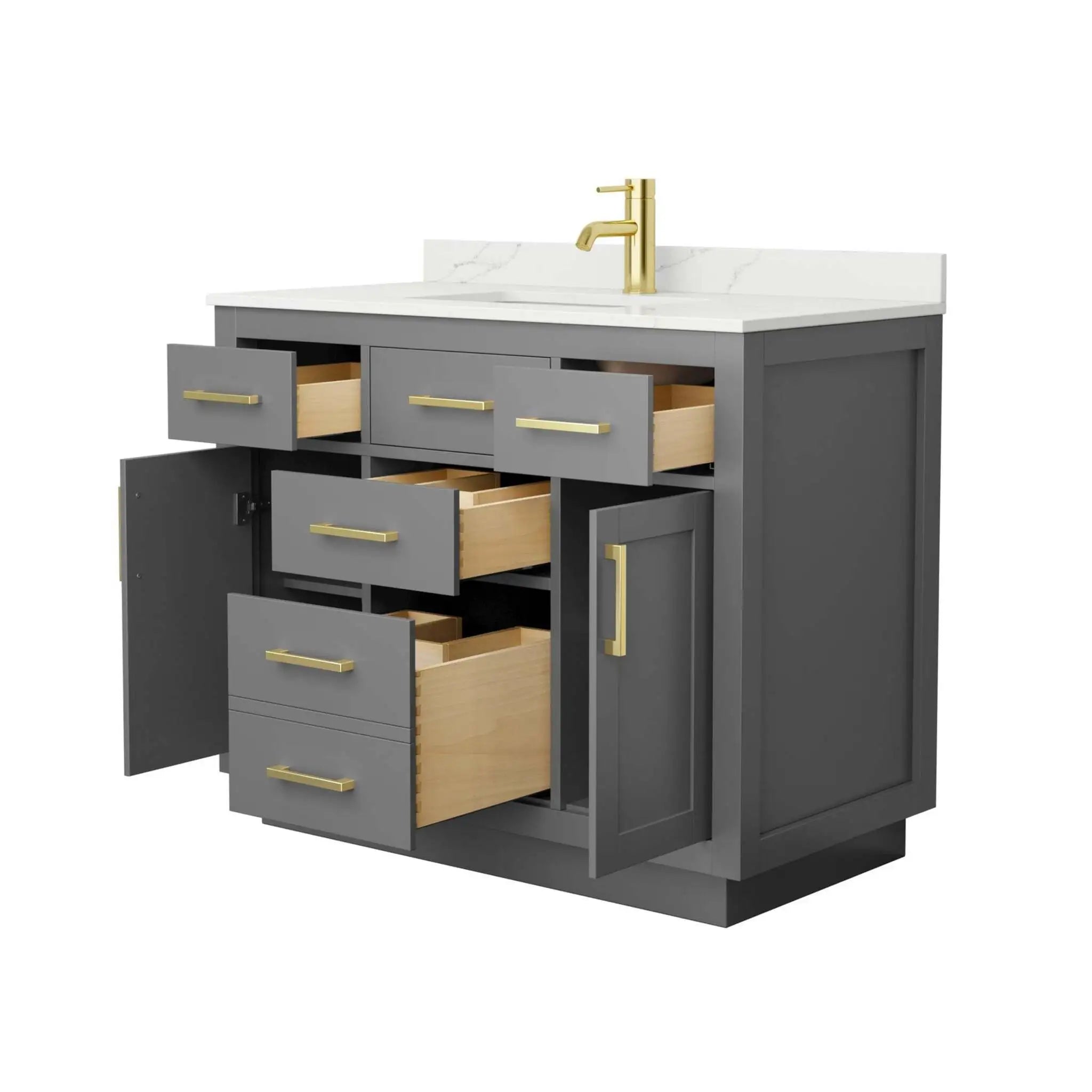 42" Beckett TK Beckett Single Bathroom Vanity with Toe Kick in Dark Gray with Brushed Gold Trim by Wyndham