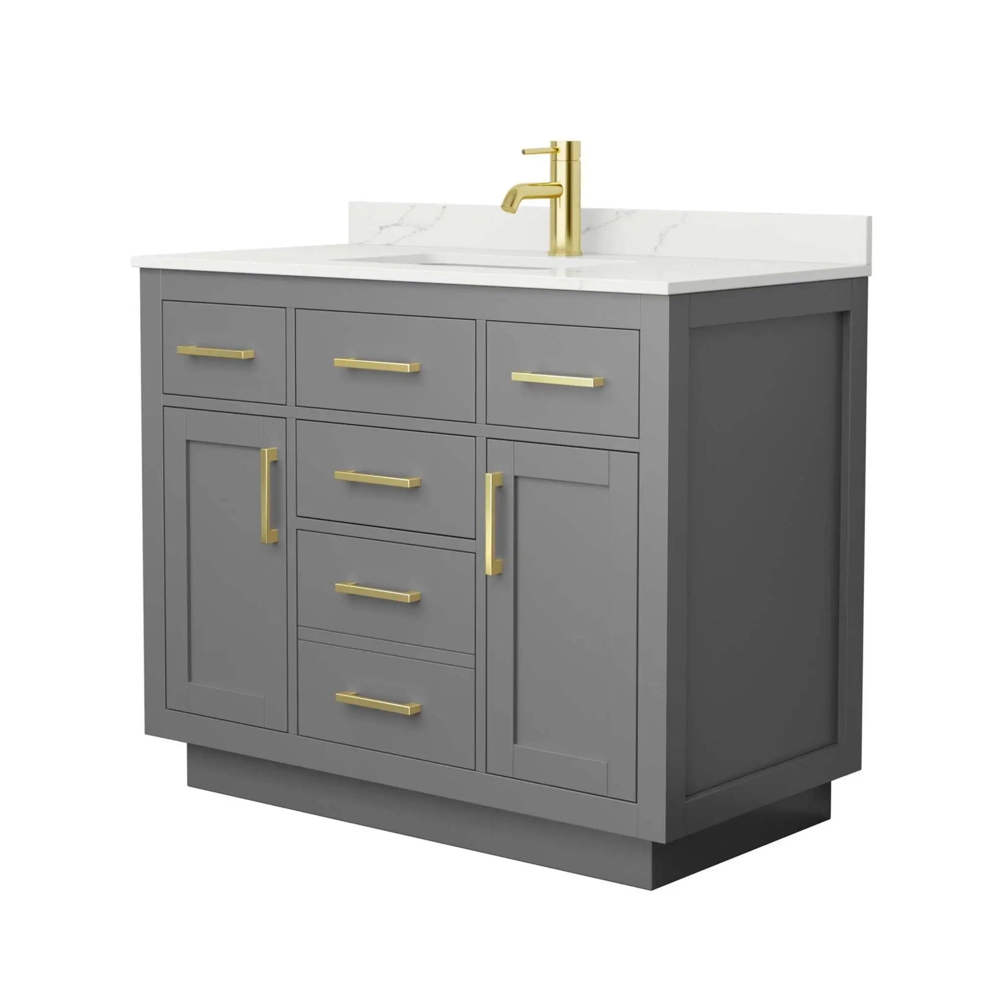 42" Beckett TK Beckett Single Bathroom Vanity with Toe Kick in Dark Gray with Brushed Gold Trim by Wyndham