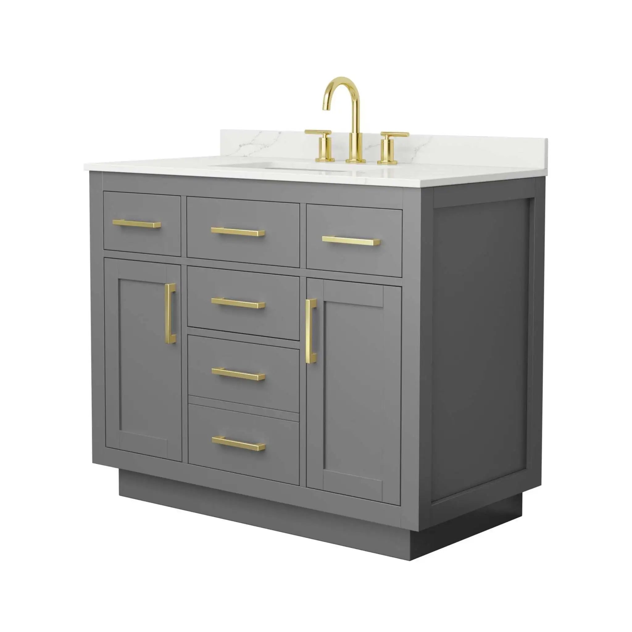 42" Beckett TK Beckett Single Bathroom Vanity with Toe Kick in Dark Gray with Brushed Gold Trim by Wyndham