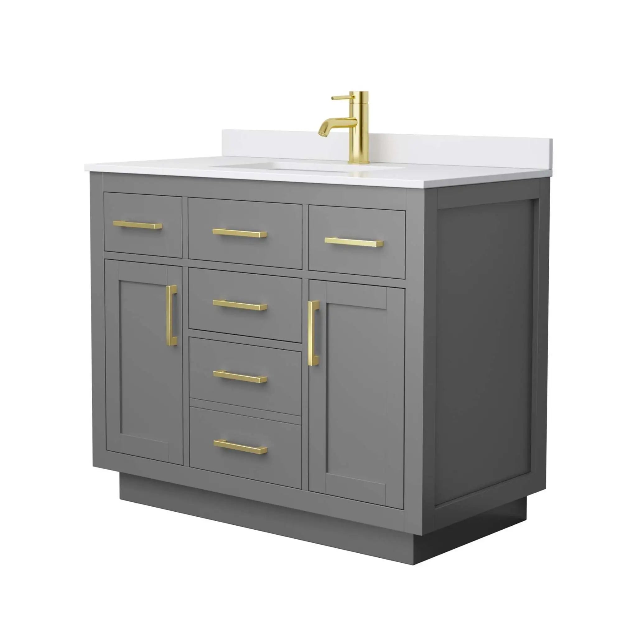 42" Beckett TK Beckett Single Bathroom Vanity with Toe Kick in Dark Gray with Brushed Gold Trim by Wyndham