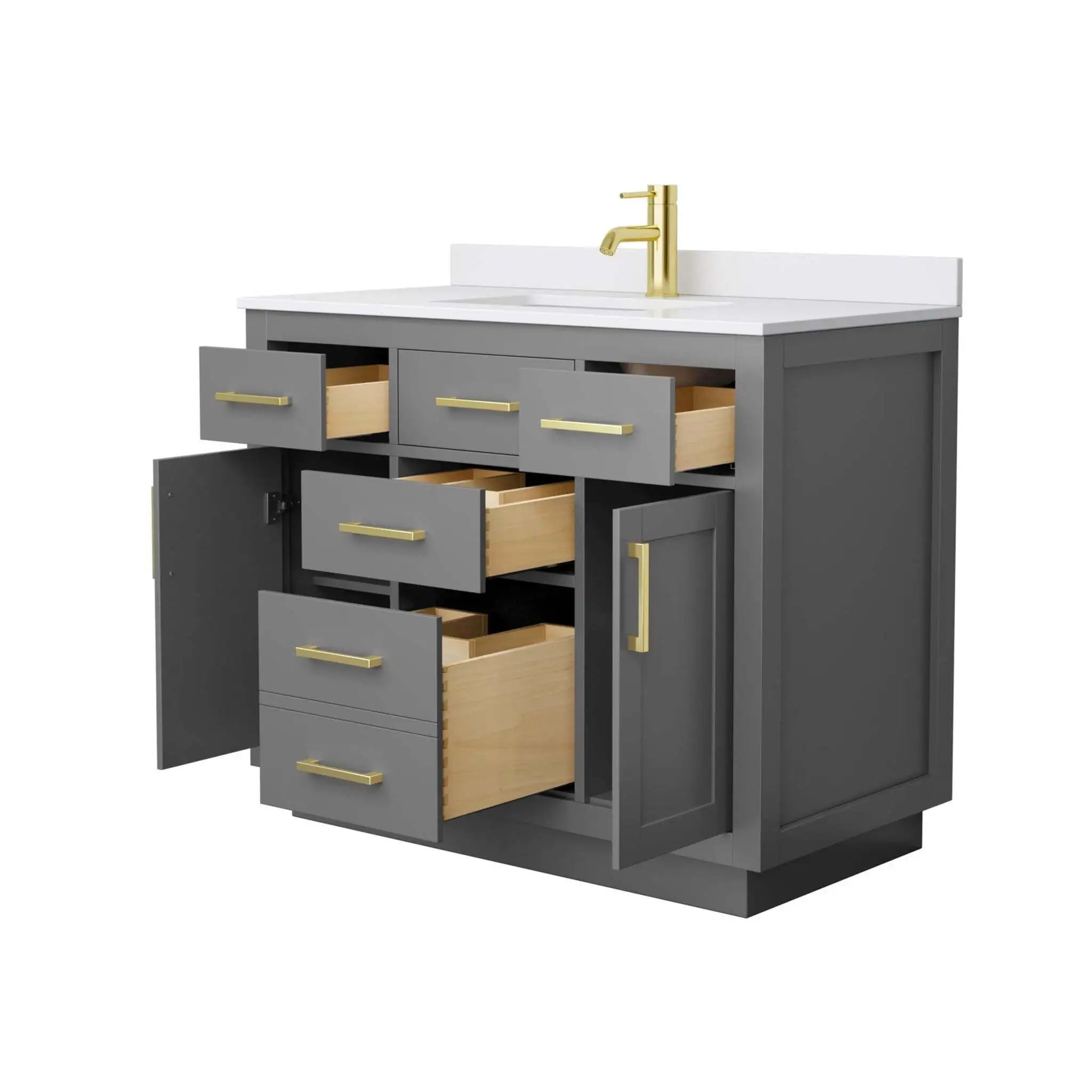 42" Beckett TK Beckett Single Bathroom Vanity with Toe Kick in Dark Gray with Brushed Gold Trim by Wyndham