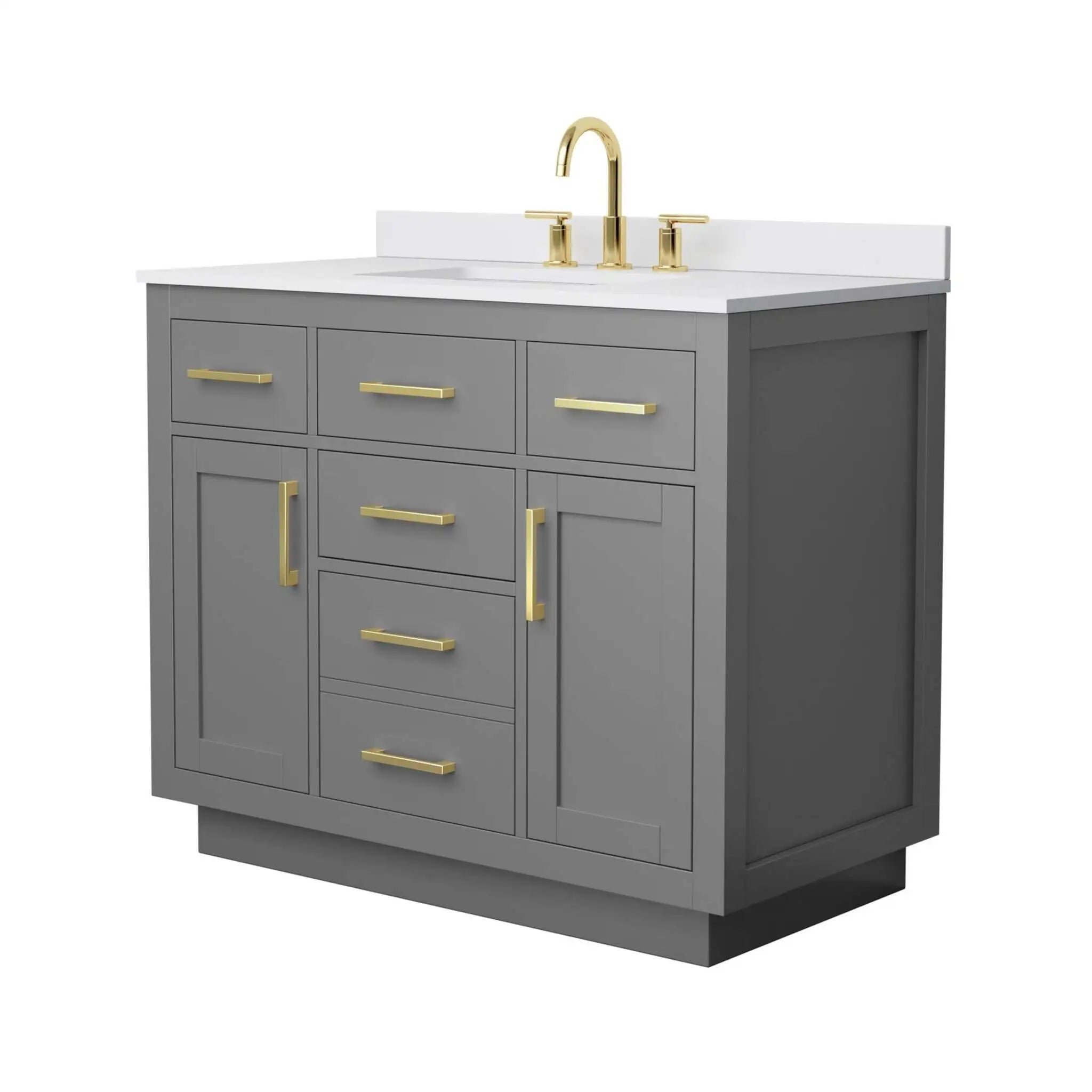 42" Beckett TK Beckett Single Bathroom Vanity with Toe Kick in Dark Gray with Brushed Gold Trim by Wyndham