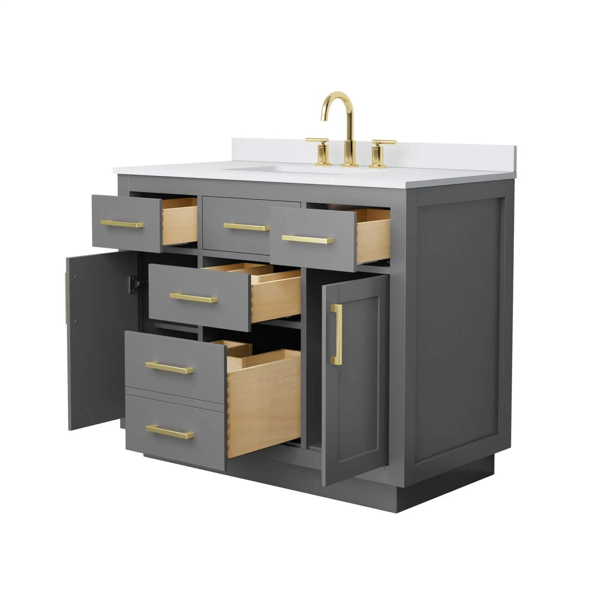 42" Beckett TK Beckett Single Bathroom Vanity with Toe Kick in Dark Gray with Brushed Gold Trim by Wyndham