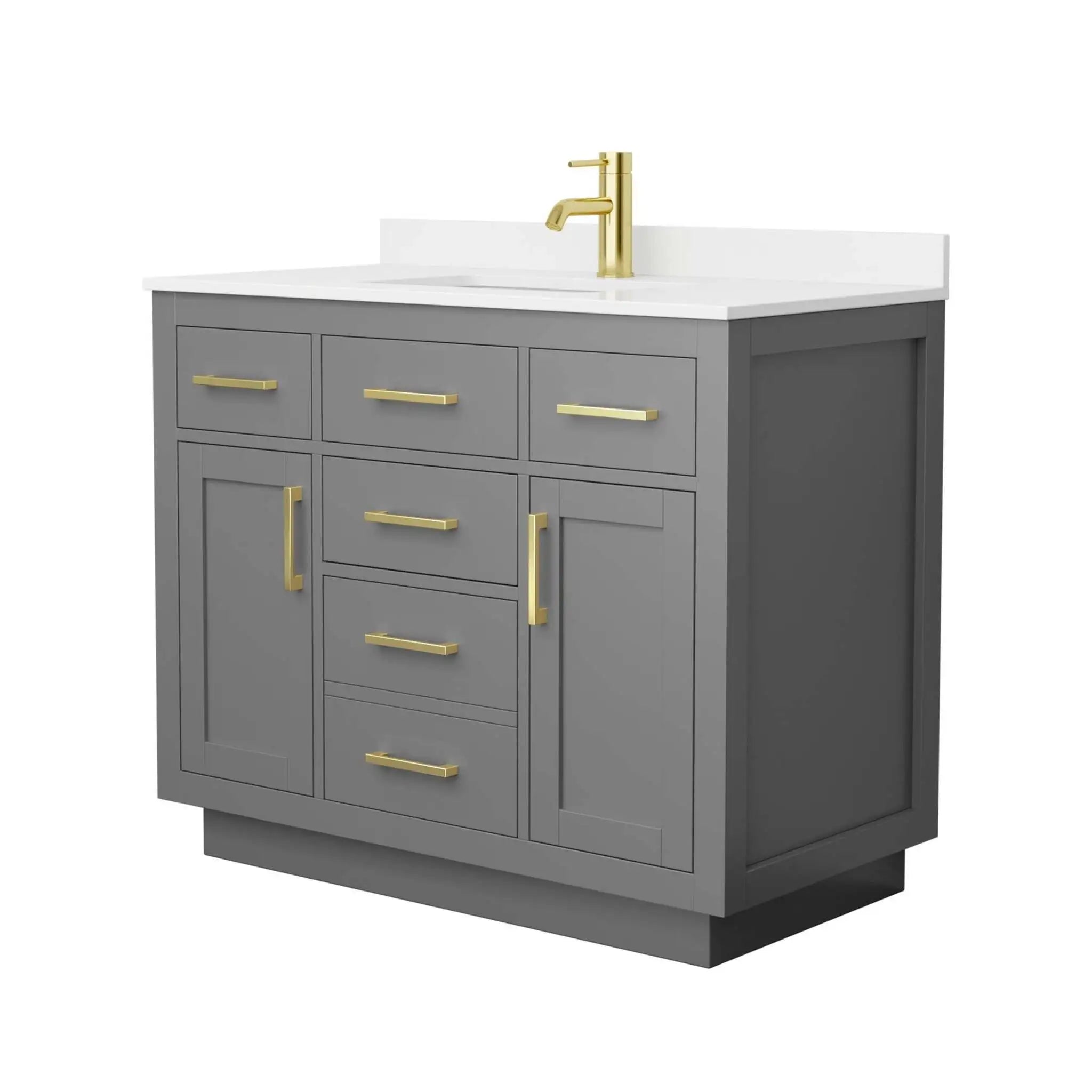 42" Beckett TK Beckett Single Bathroom Vanity with Toe Kick in Dark Gray with Brushed Gold Trim by Wyndham