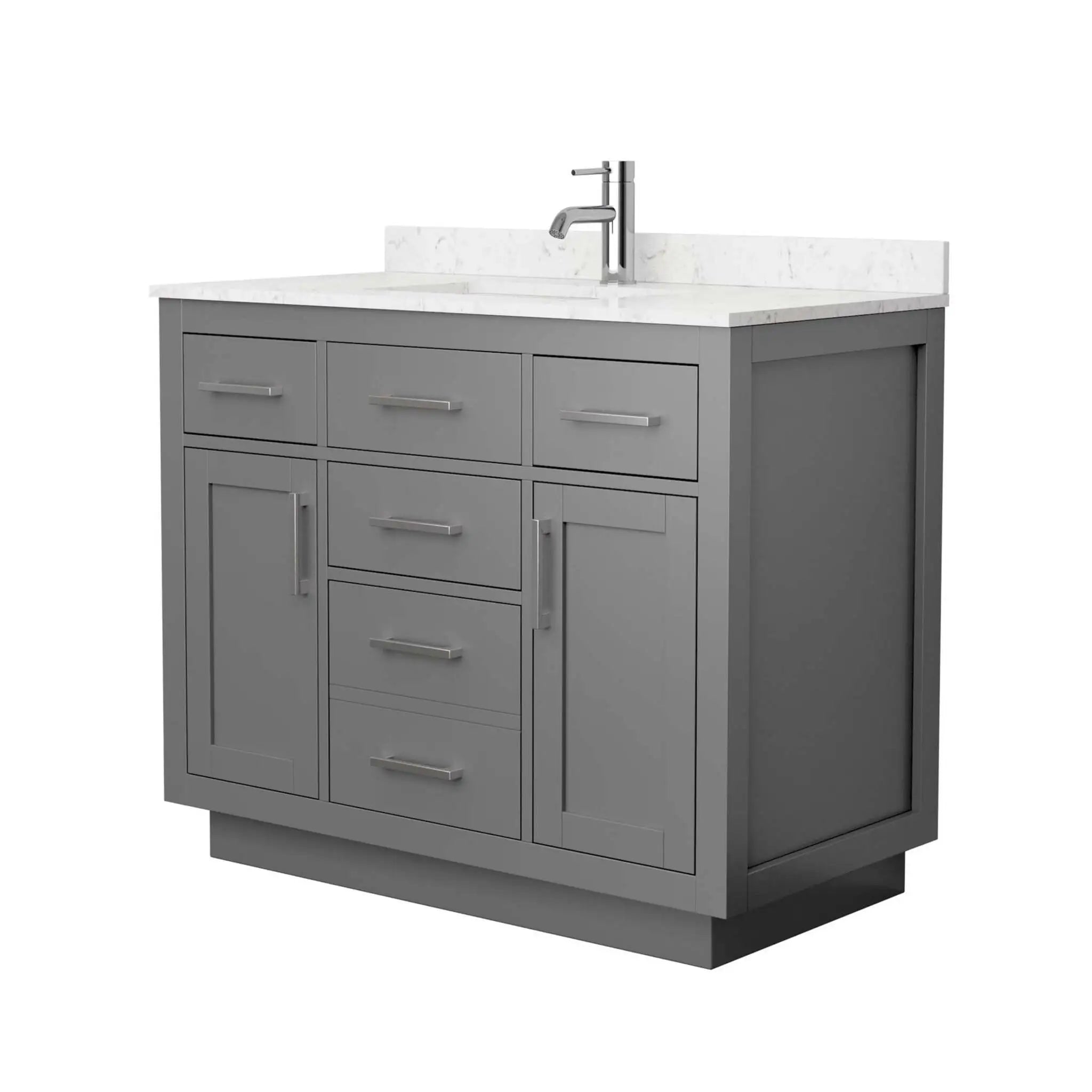42" Beckett TK Beckett Single Bathroom Vanity with Toe Kick in Dark Gray with Brushed Nickel Trim by Wyndham