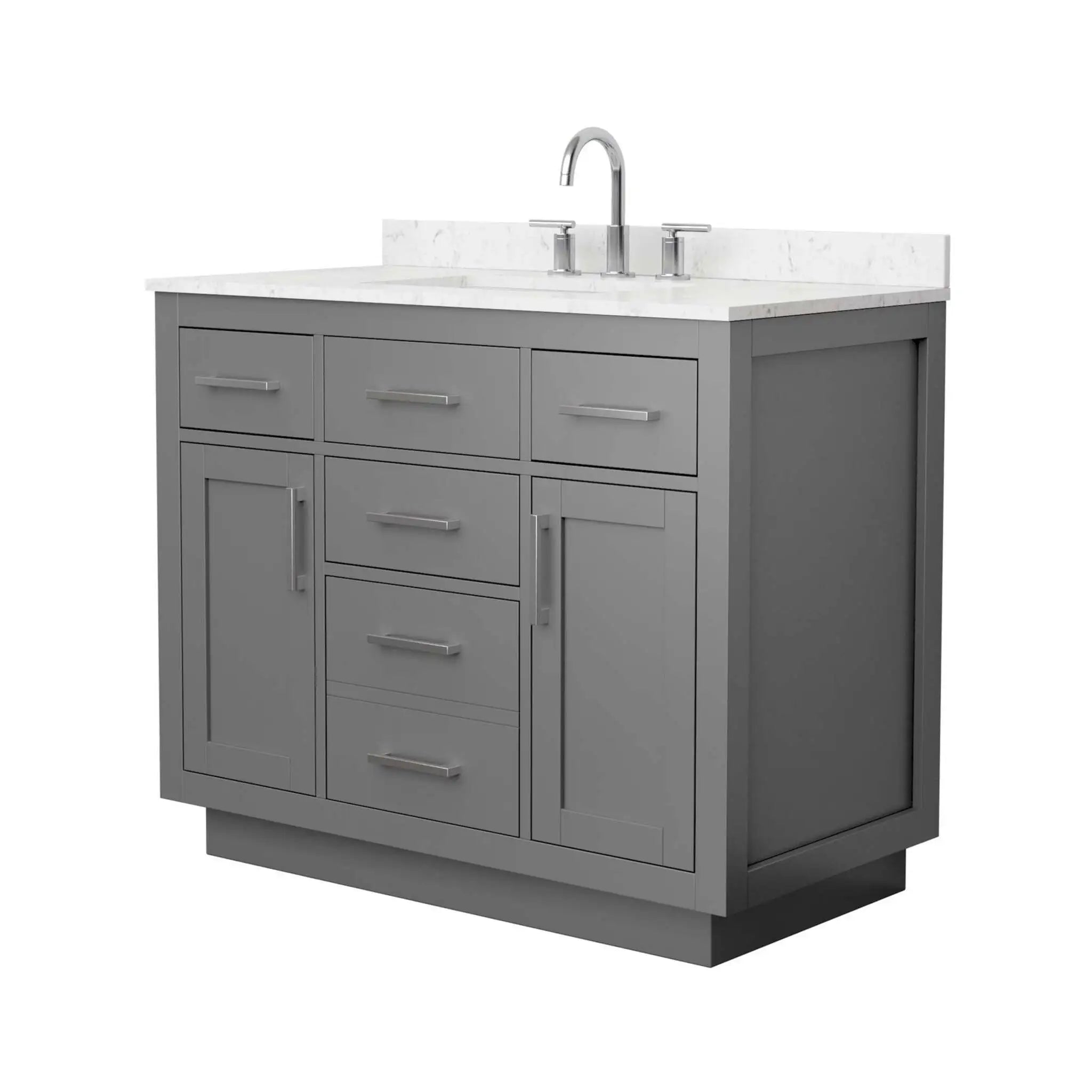 42" Beckett TK Beckett Single Bathroom Vanity with Toe Kick in Dark Gray with Brushed Nickel Trim by Wyndham