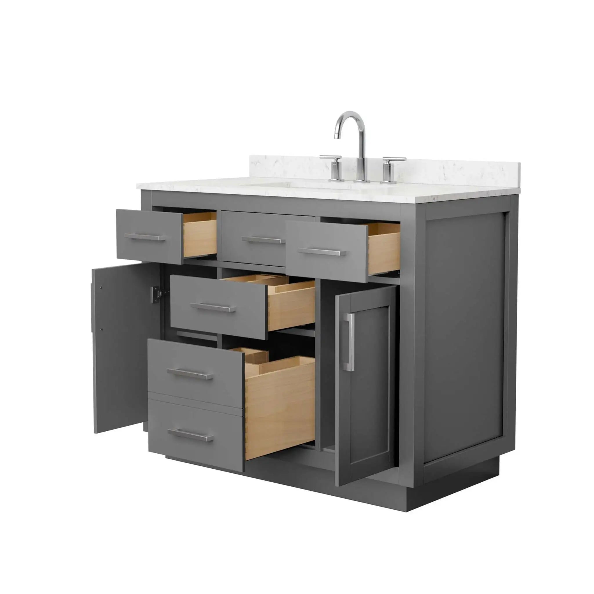 42" Beckett TK Beckett Single Bathroom Vanity with Toe Kick in Dark Gray with Brushed Nickel Trim by Wyndham