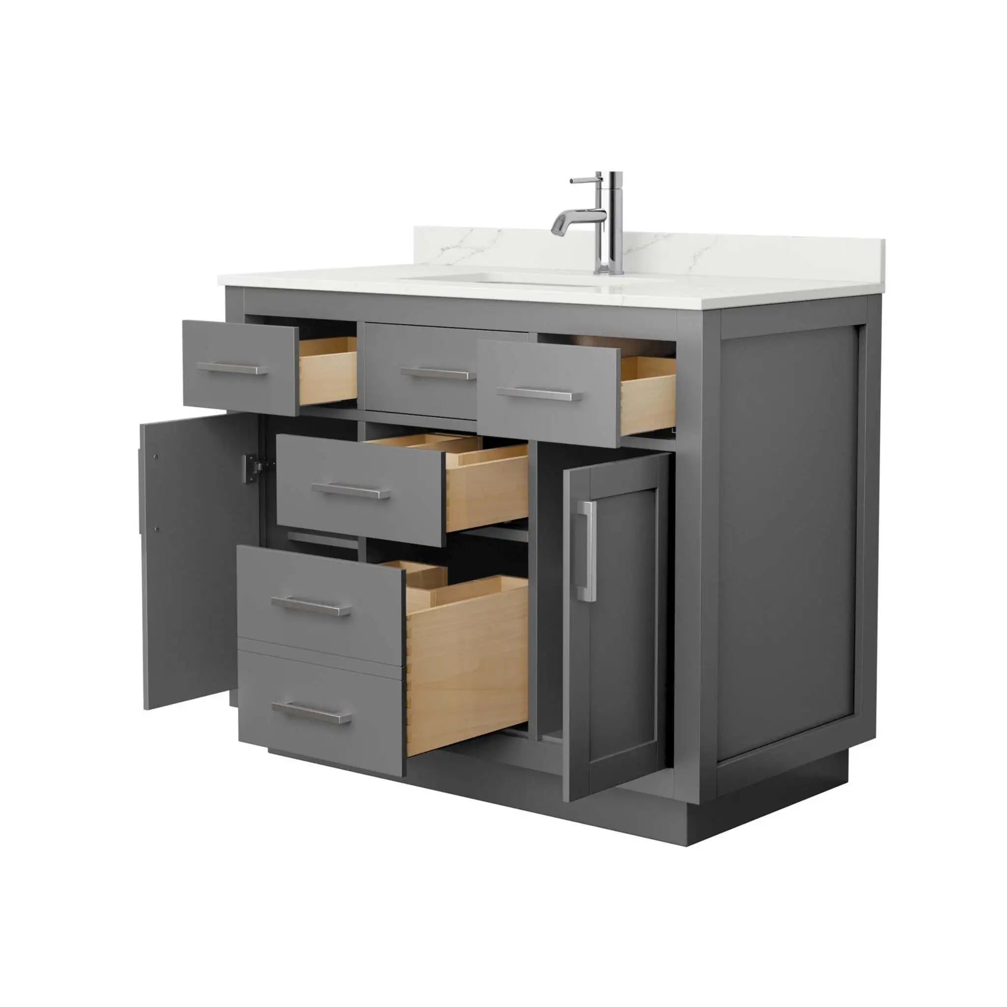 42" Beckett TK Beckett Single Bathroom Vanity with Toe Kick in Dark Gray with Brushed Nickel Trim by Wyndham