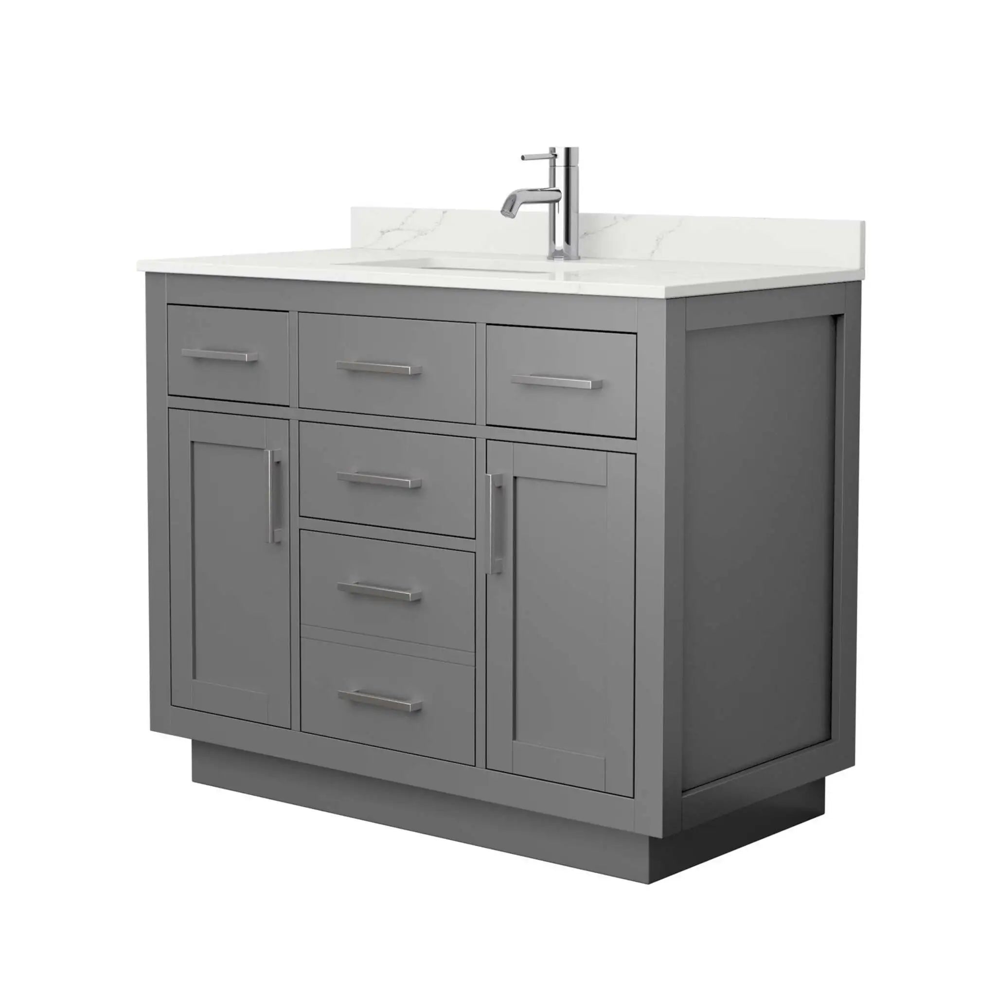 42" Beckett TK Beckett Single Bathroom Vanity with Toe Kick in Dark Gray with Brushed Nickel Trim by Wyndham