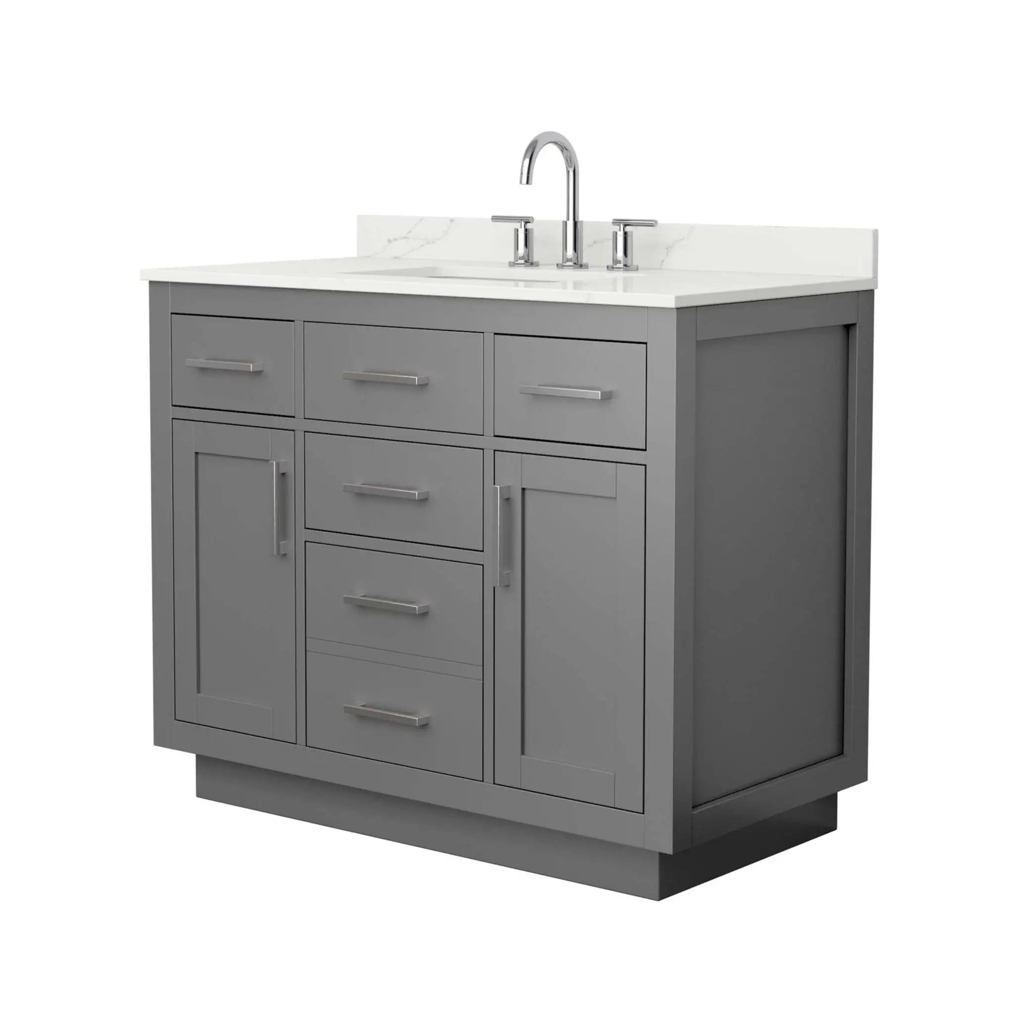 42" Beckett TK Beckett Single Bathroom Vanity with Toe Kick in Dark Gray with Brushed Nickel Trim by Wyndham