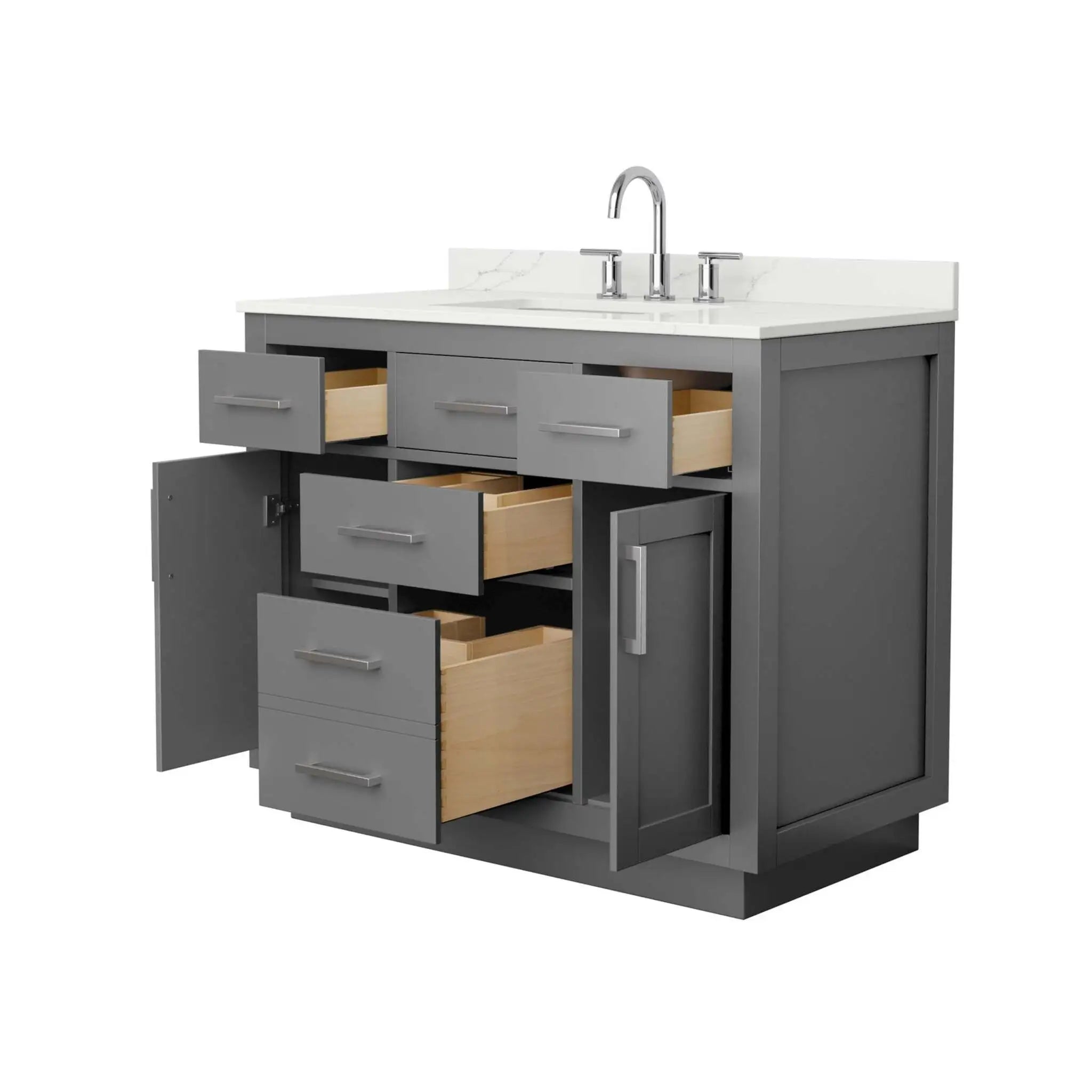 42" Beckett TK Beckett Single Bathroom Vanity with Toe Kick in Dark Gray with Brushed Nickel Trim by Wyndham