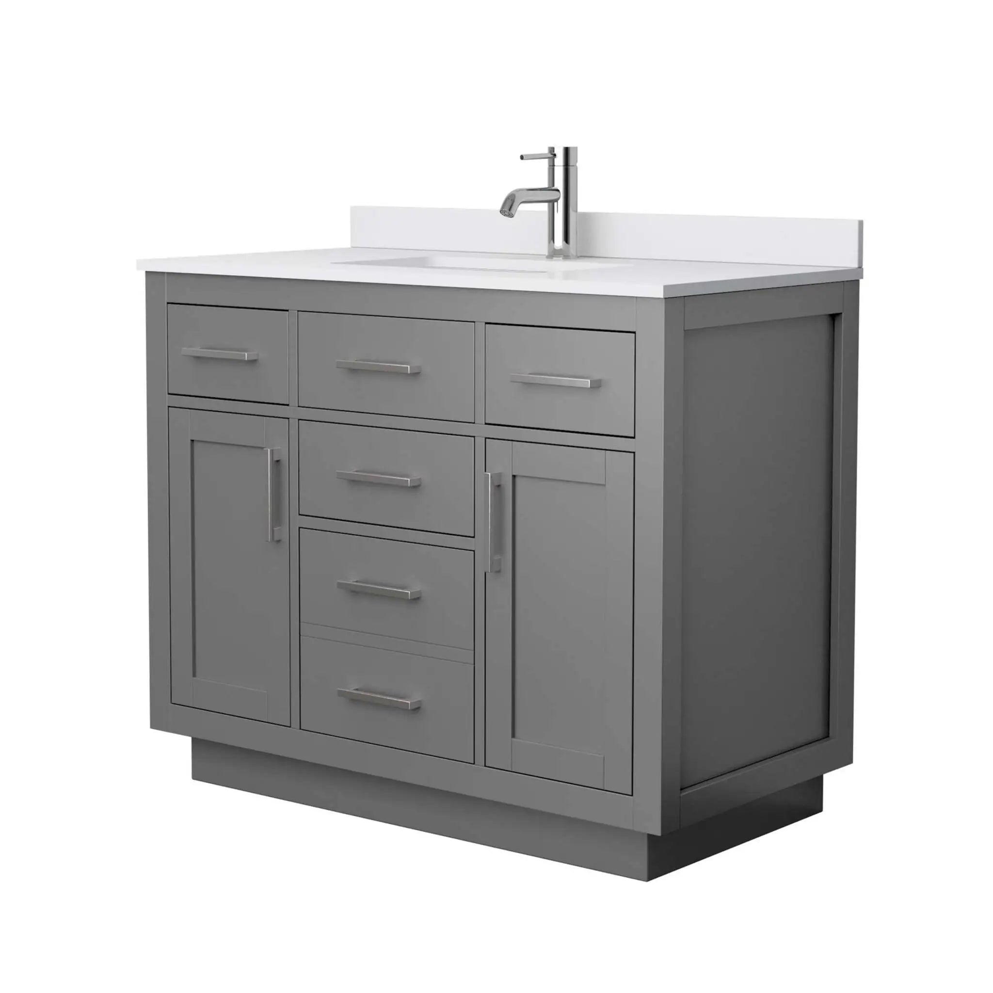 42" Beckett TK Beckett Single Bathroom Vanity with Toe Kick in Dark Gray with Brushed Nickel Trim by Wyndham