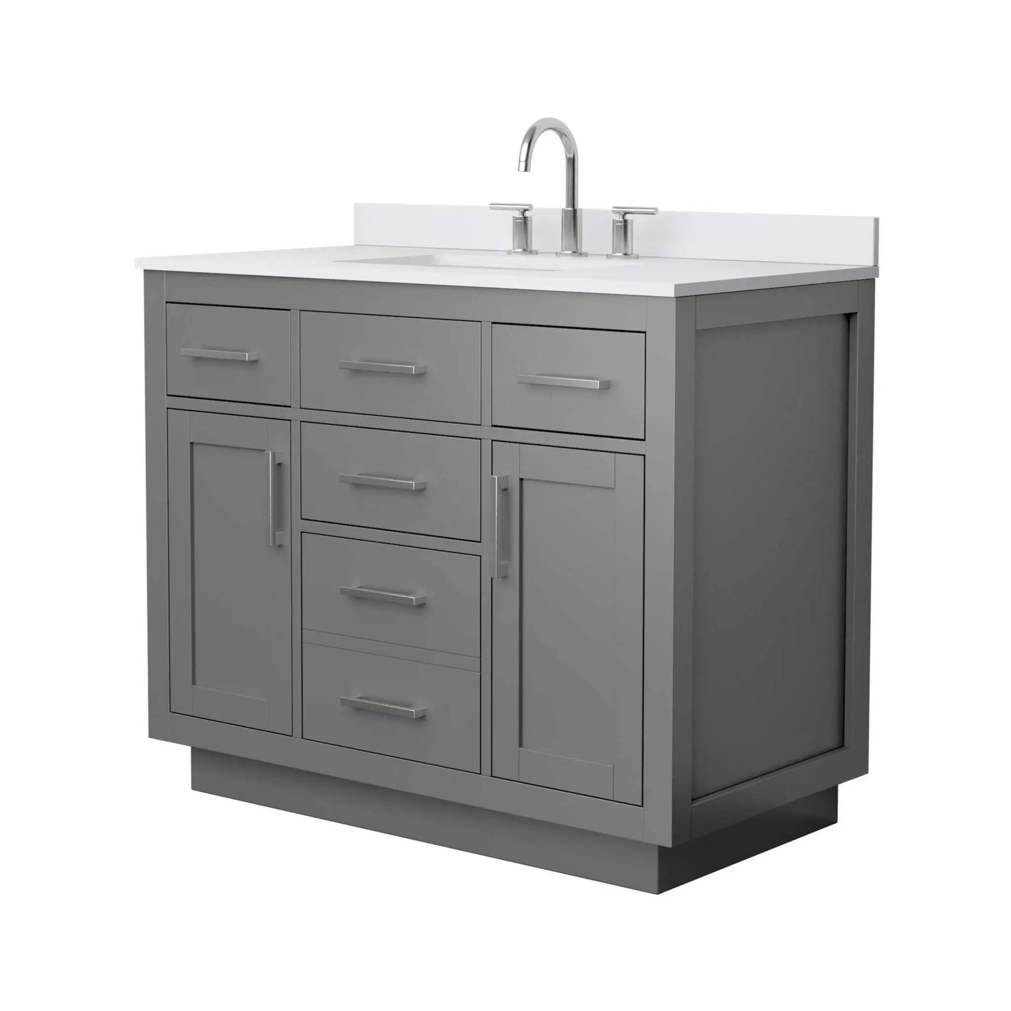 42" Beckett TK Beckett Single Bathroom Vanity with Toe Kick in Dark Gray with Brushed Nickel Trim by Wyndham
