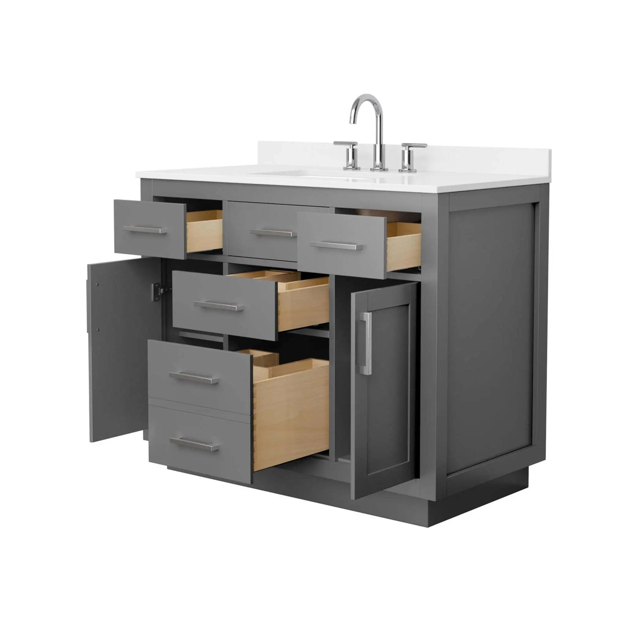 42" Beckett TK Beckett Single Bathroom Vanity with Toe Kick in Dark Gray with Brushed Nickel Trim by Wyndham