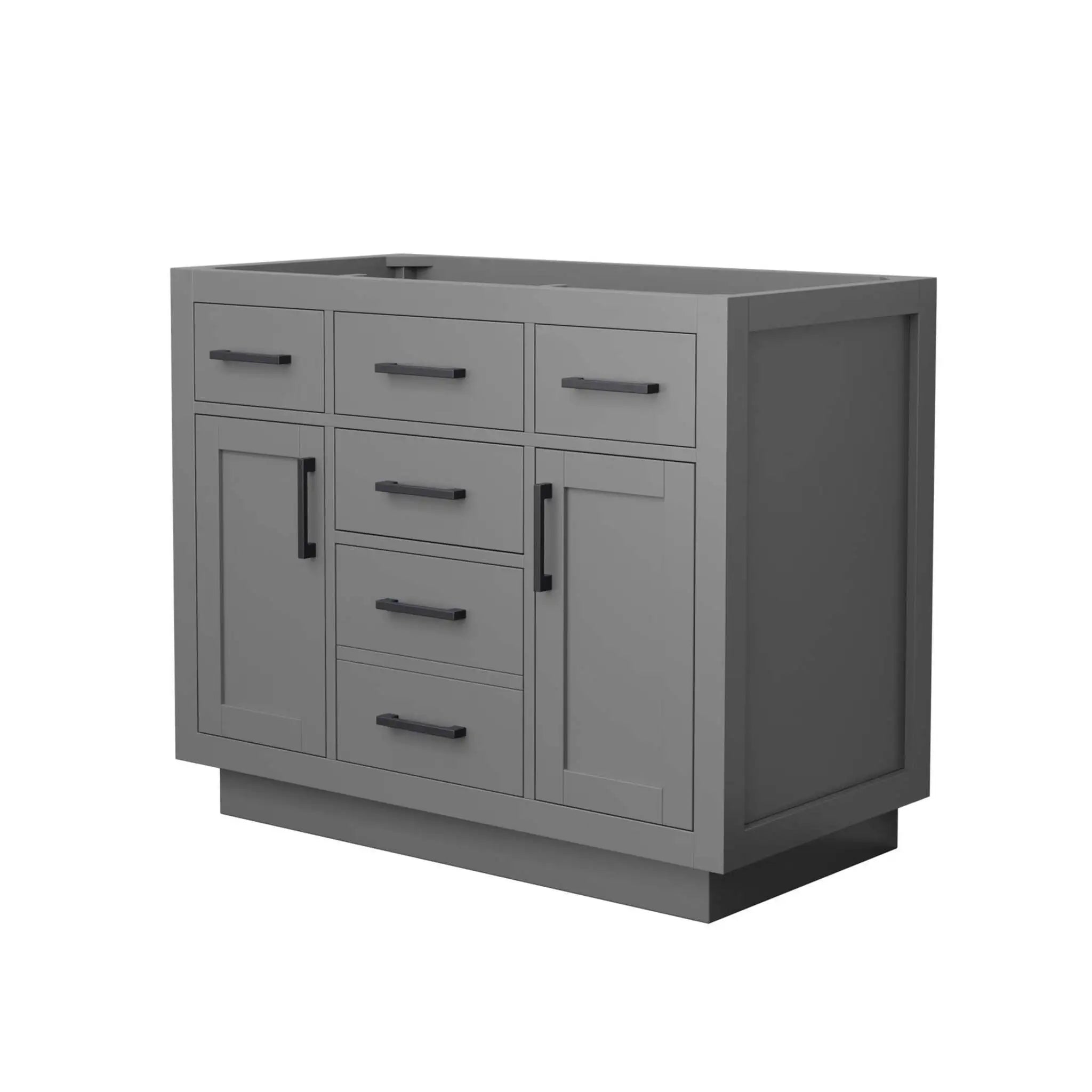 42" Beckett TK Beckett Single Bathroom Vanity with Toe Kick in Dark Gray with Matte Black Trim by Wyndham