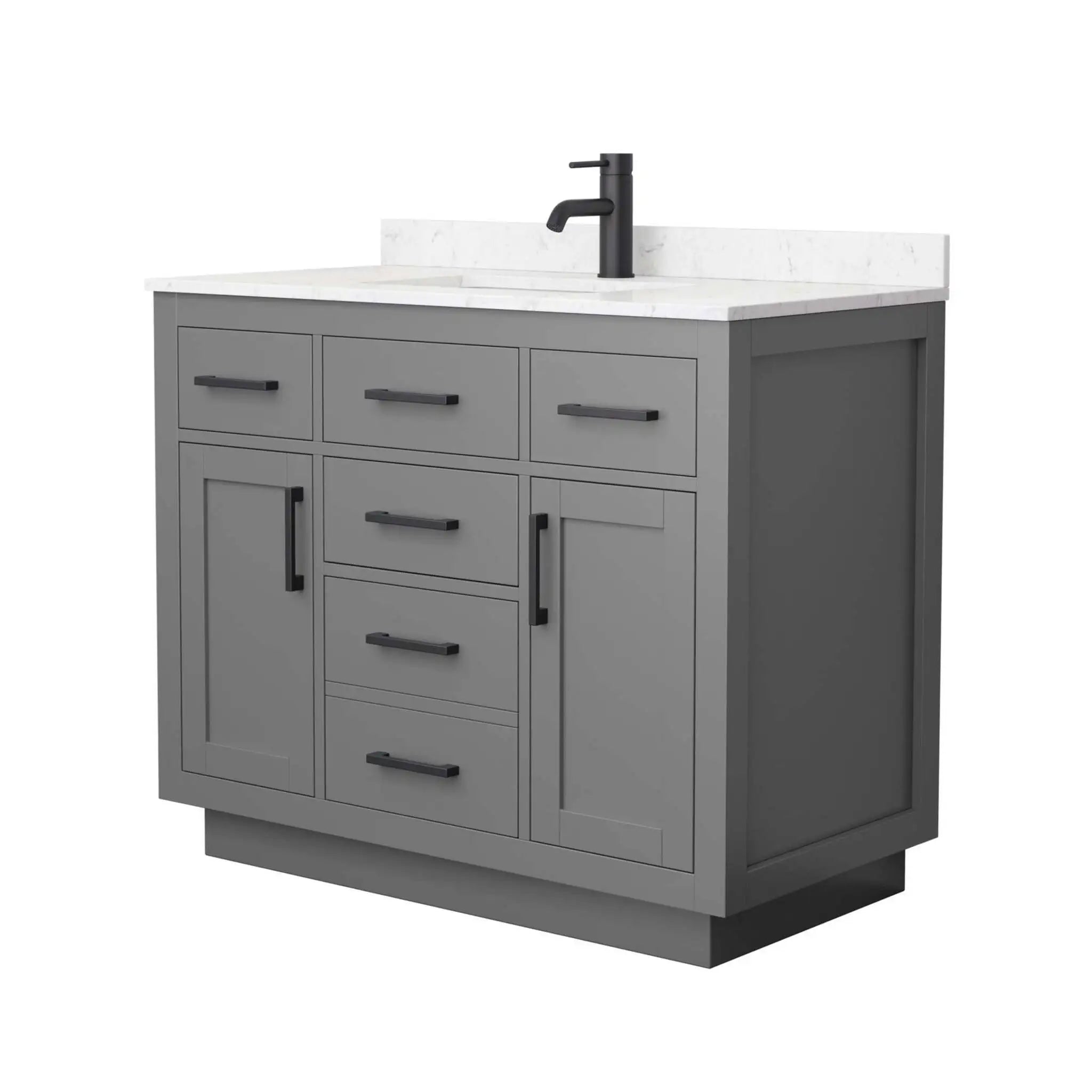 42" Beckett TK Beckett Single Bathroom Vanity with Toe Kick in Dark Gray with Matte Black Trim by Wyndham