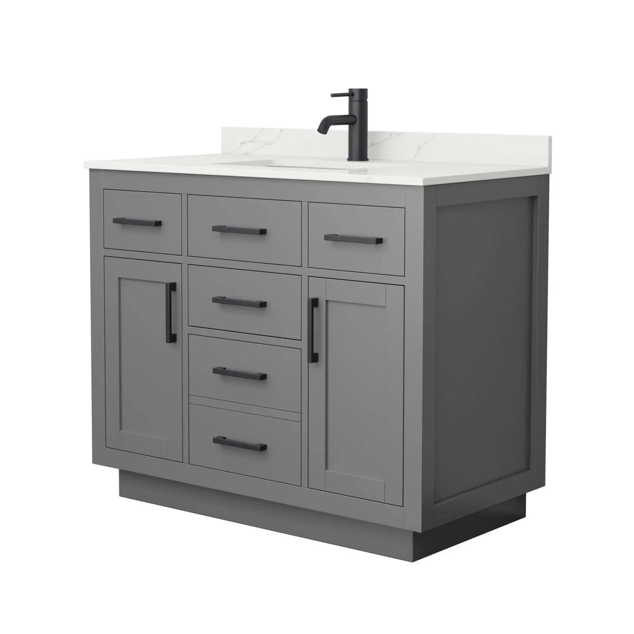 42" Beckett TK Beckett Single Bathroom Vanity with Toe Kick in Dark Gray with Matte Black Trim by Wyndham
