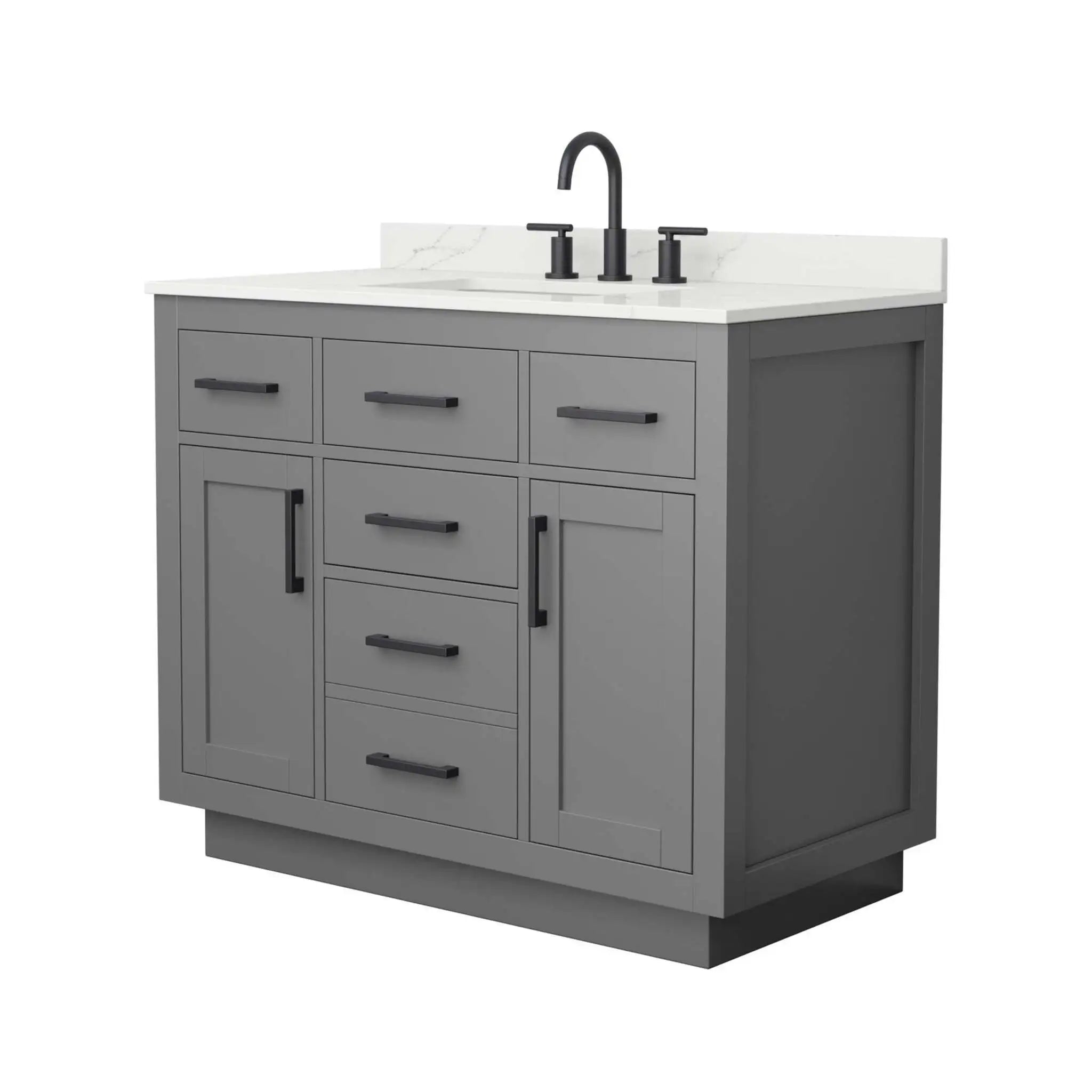 42" Beckett TK Beckett Single Bathroom Vanity with Toe Kick in Dark Gray with Matte Black Trim by Wyndham