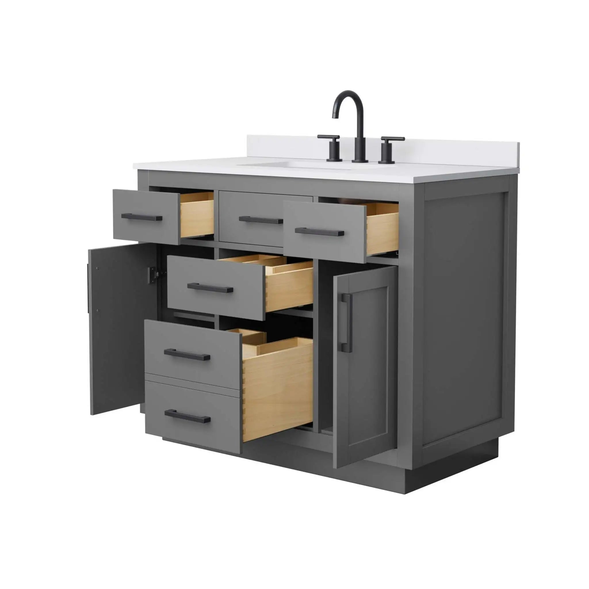 42" Beckett TK Beckett Single Bathroom Vanity with Toe Kick in Dark Gray with Matte Black Trim by Wyndham