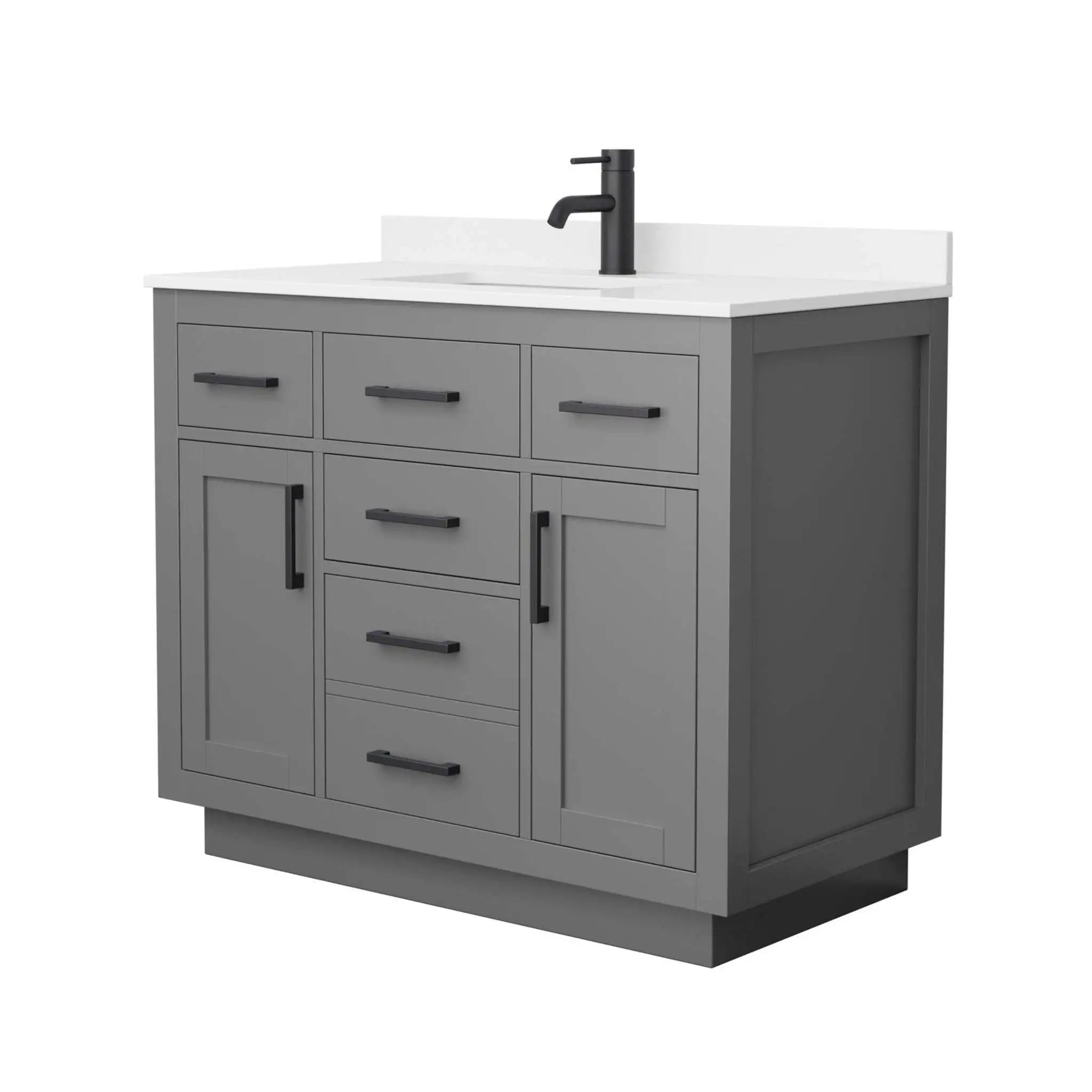 42" Beckett TK Beckett Single Bathroom Vanity with Toe Kick in Dark Gray with Matte Black Trim by Wyndham