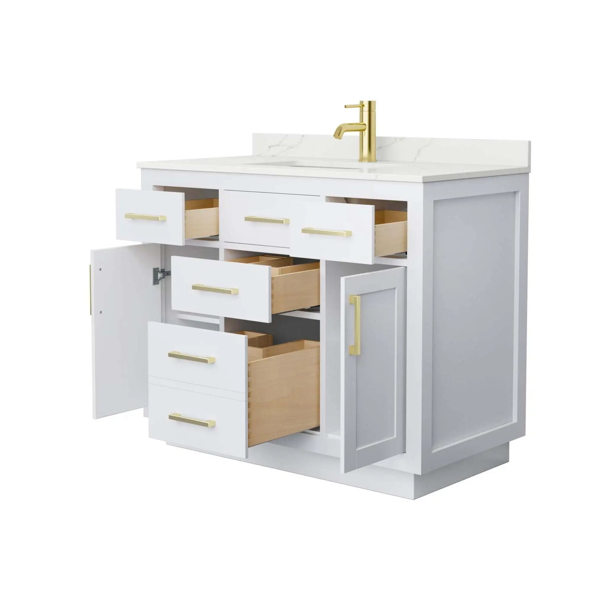 42" Beckett TK Beckett Single Bathroom Vanity with Toe Kick in White with Brushed Gold Trim by Wyndham