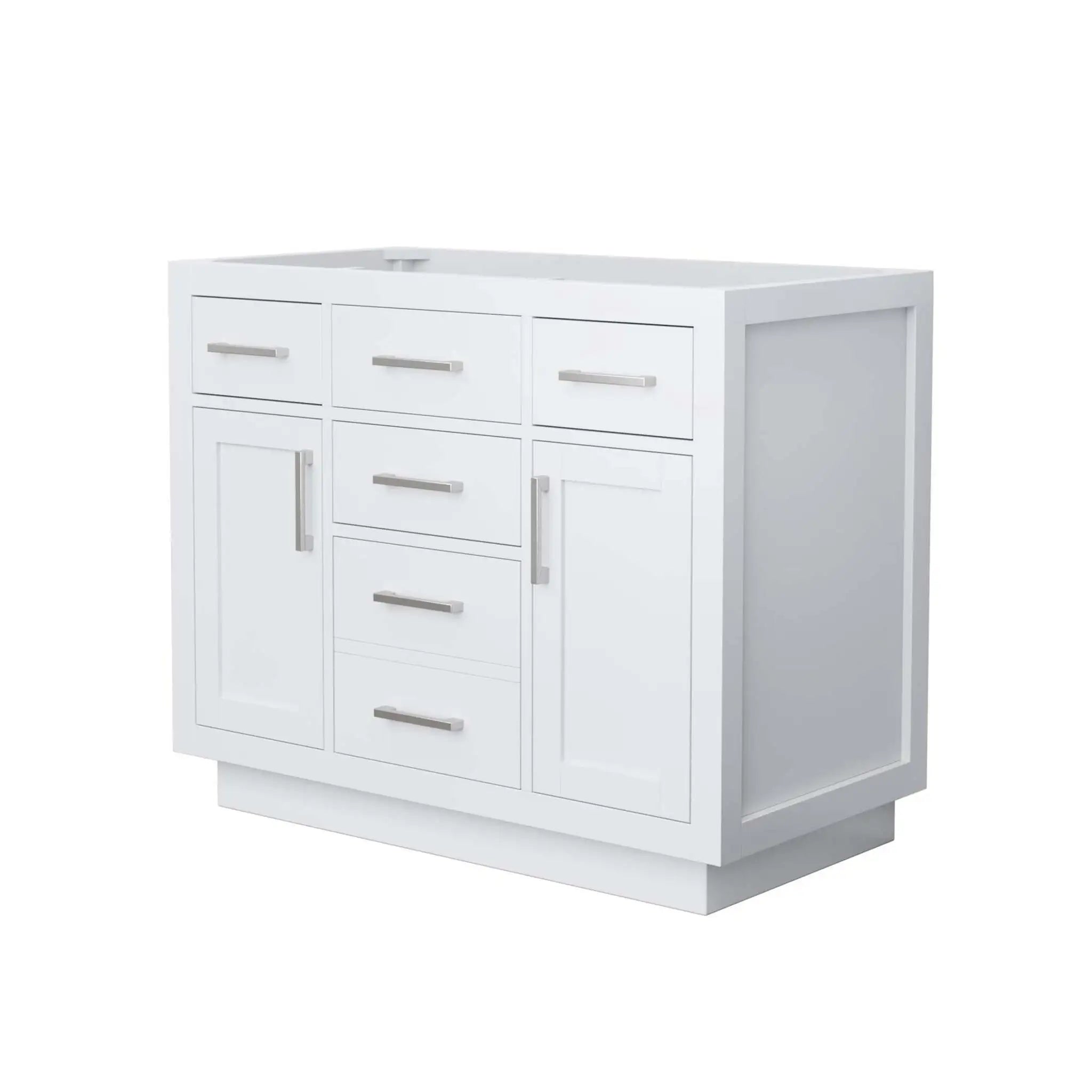 42" Beckett TK Beckett Single Bathroom Vanity with Toe Kick in White with Brushed Nickel Trim by Wyndham