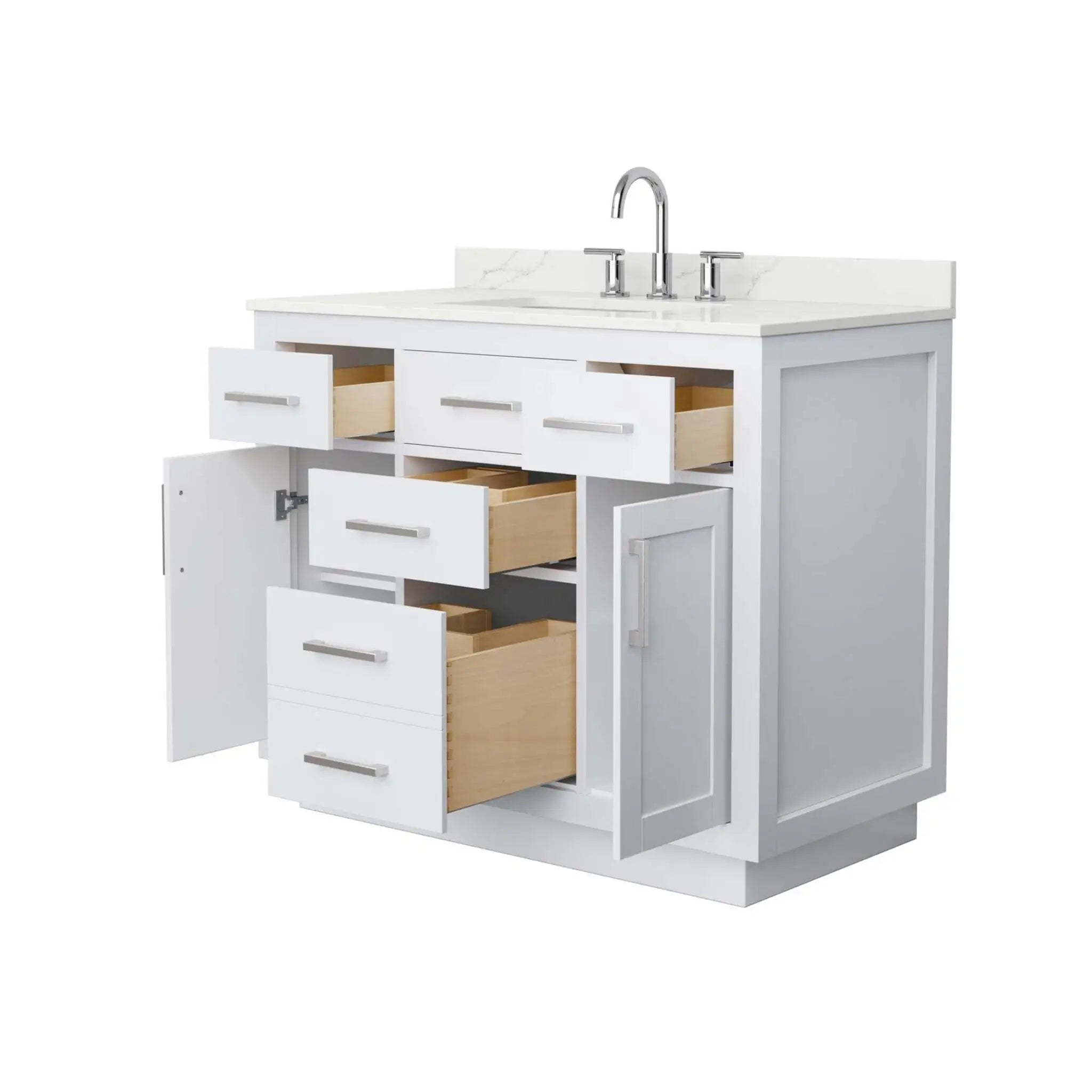 42" Beckett TK Beckett Single Bathroom Vanity with Toe Kick in White with Brushed Nickel Trim by Wyndham