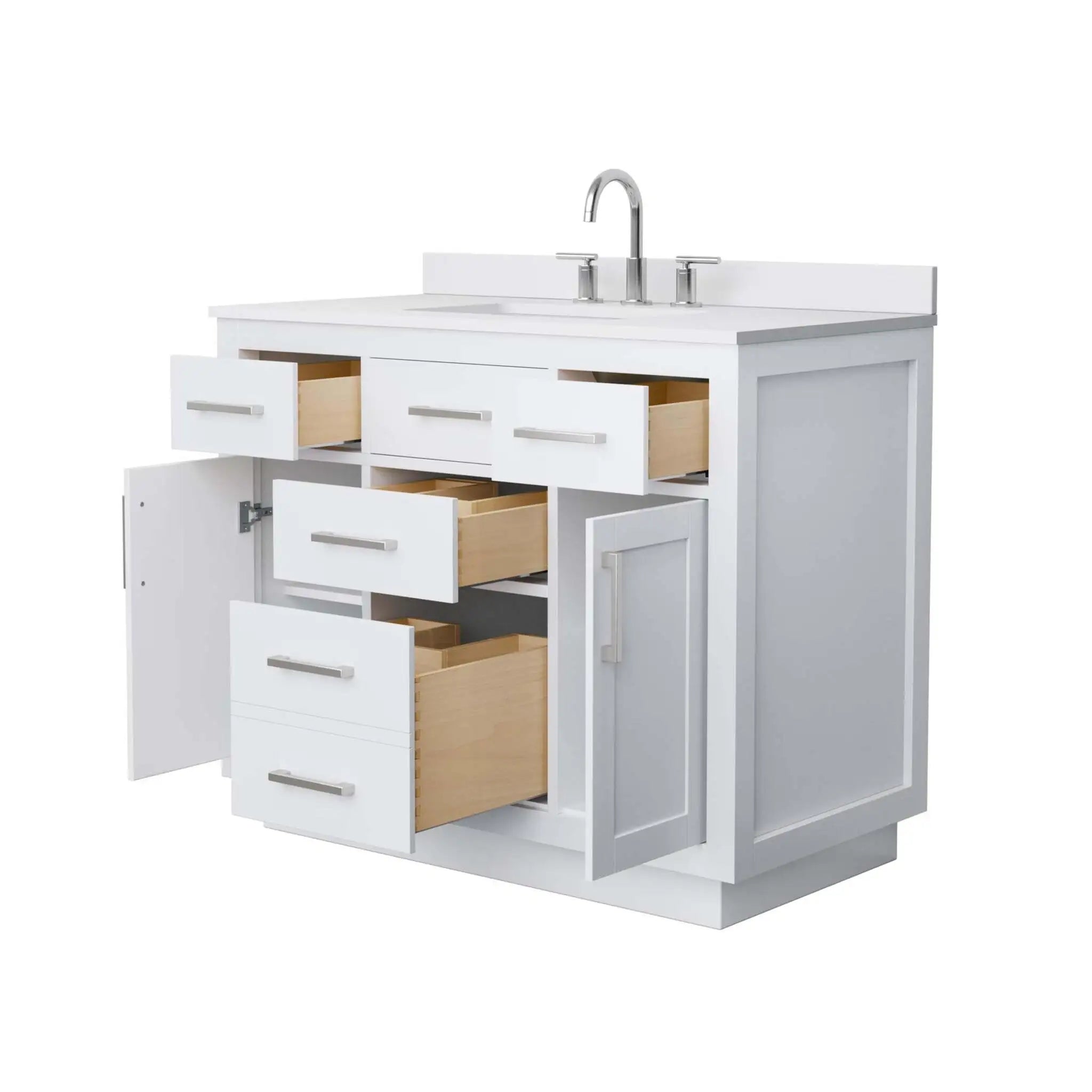 42" Beckett TK Beckett Single Bathroom Vanity with Toe Kick in White with Brushed Nickel Trim by Wyndham