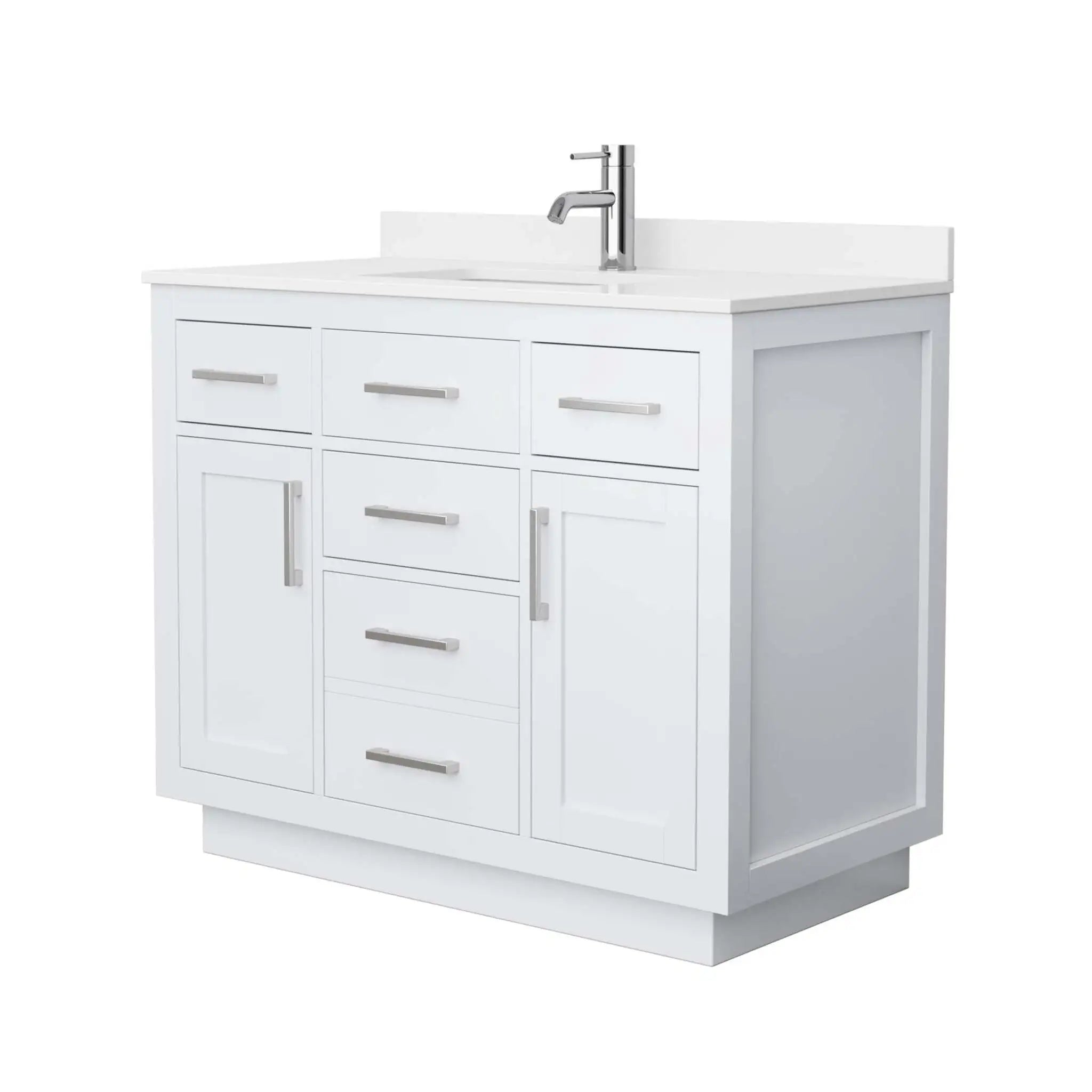 42" Beckett TK Beckett Single Bathroom Vanity with Toe Kick in White with Brushed Nickel Trim by Wyndham