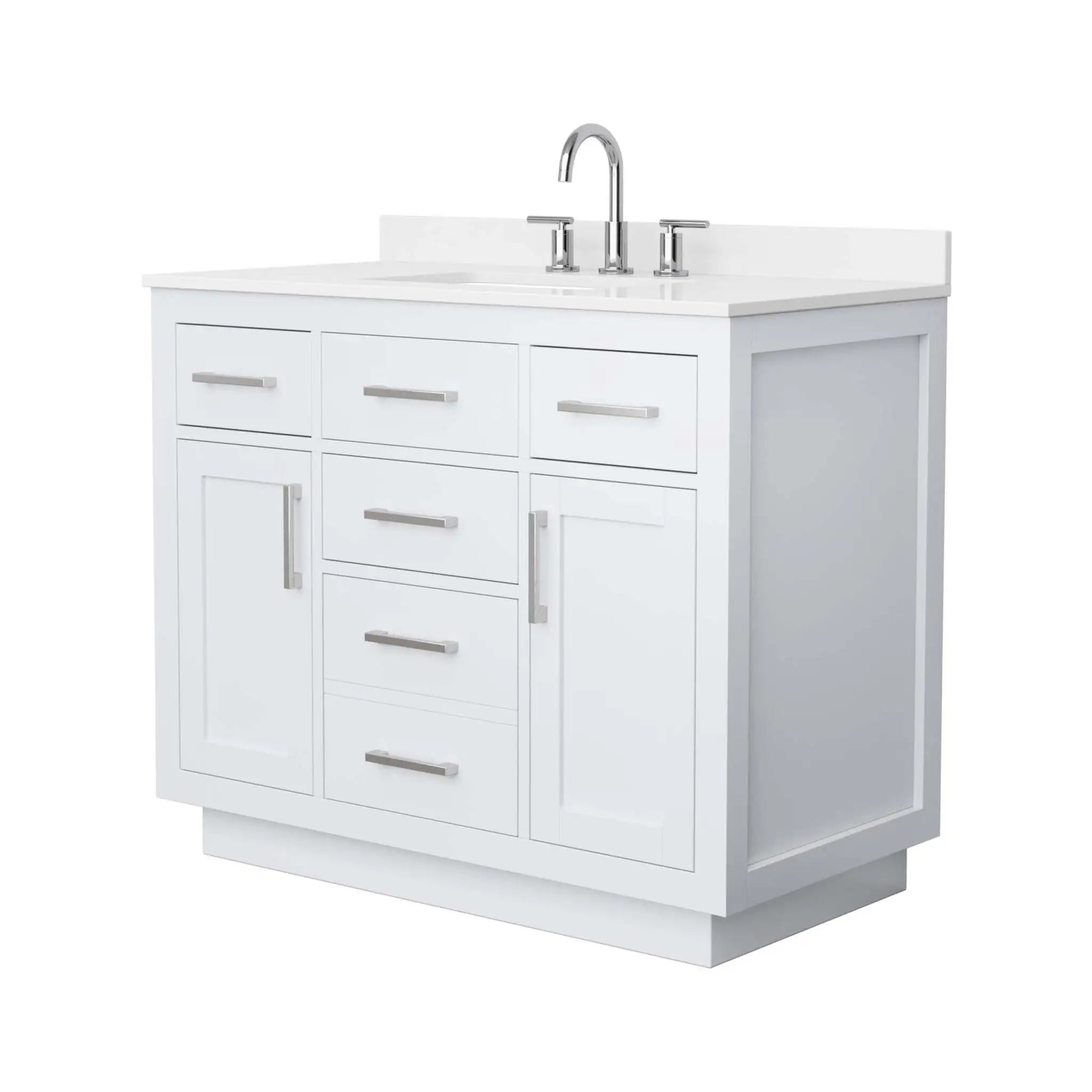 42" Beckett TK Beckett Single Bathroom Vanity with Toe Kick in White with Brushed Nickel Trim by Wyndham