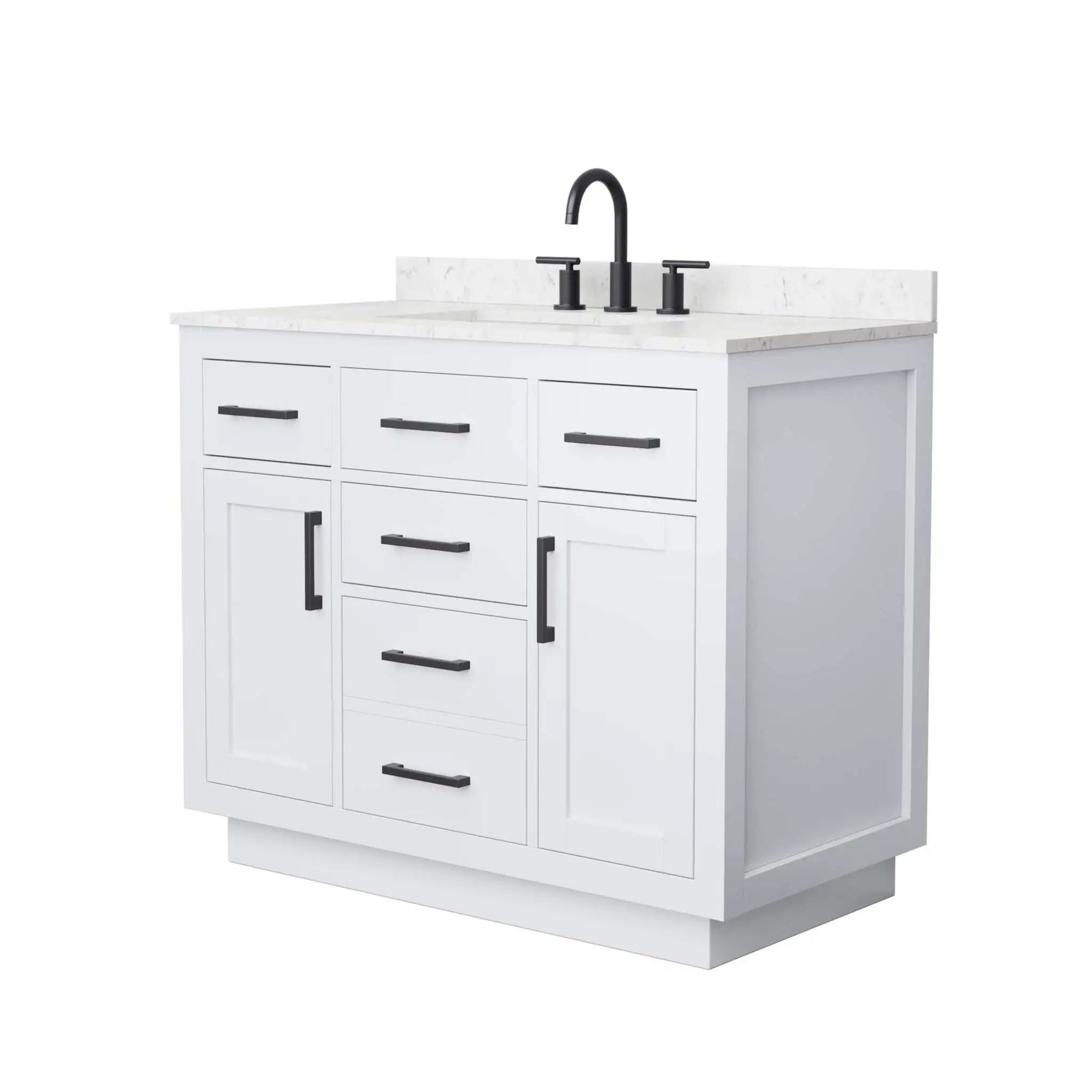 42" Beckett TK Beckett Single Bathroom Vanity with Toe Kick in White with Matte Black Trim by Wyndham