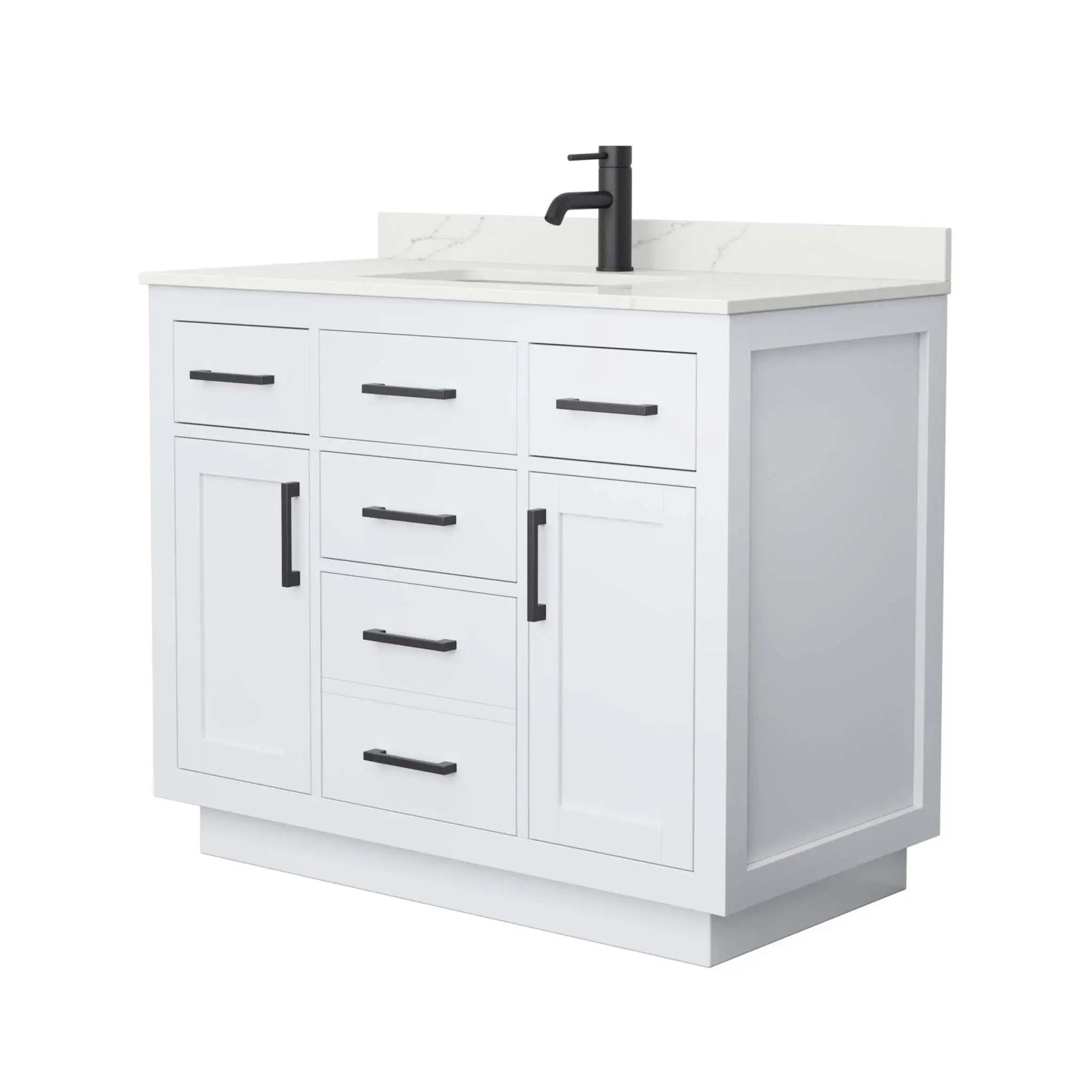 42" Beckett TK Beckett Single Bathroom Vanity with Toe Kick in White with Matte Black Trim by Wyndham