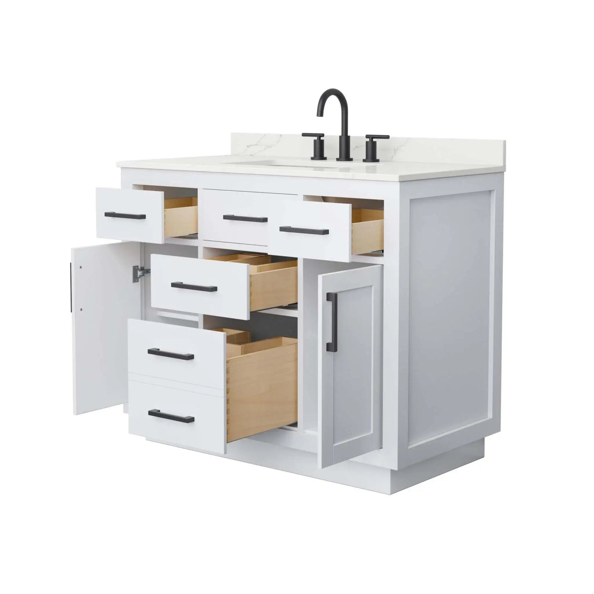 42" Beckett TK Beckett Single Bathroom Vanity with Toe Kick in White with Matte Black Trim by Wyndham
