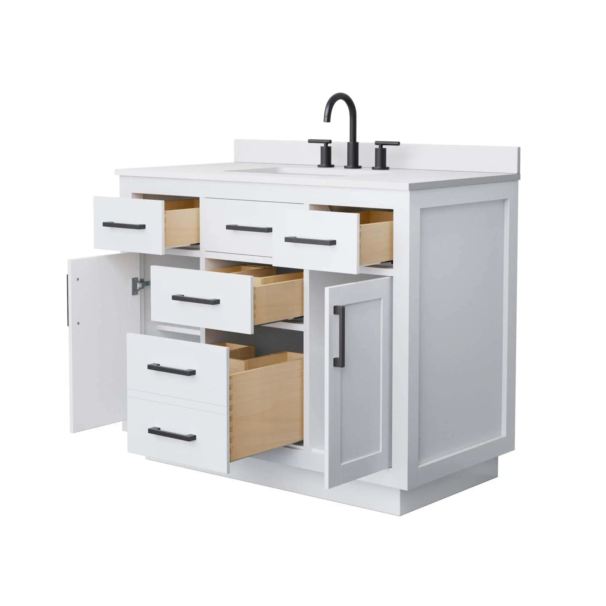 42" Beckett TK Beckett Single Bathroom Vanity with Toe Kick in White with Matte Black Trim by Wyndham