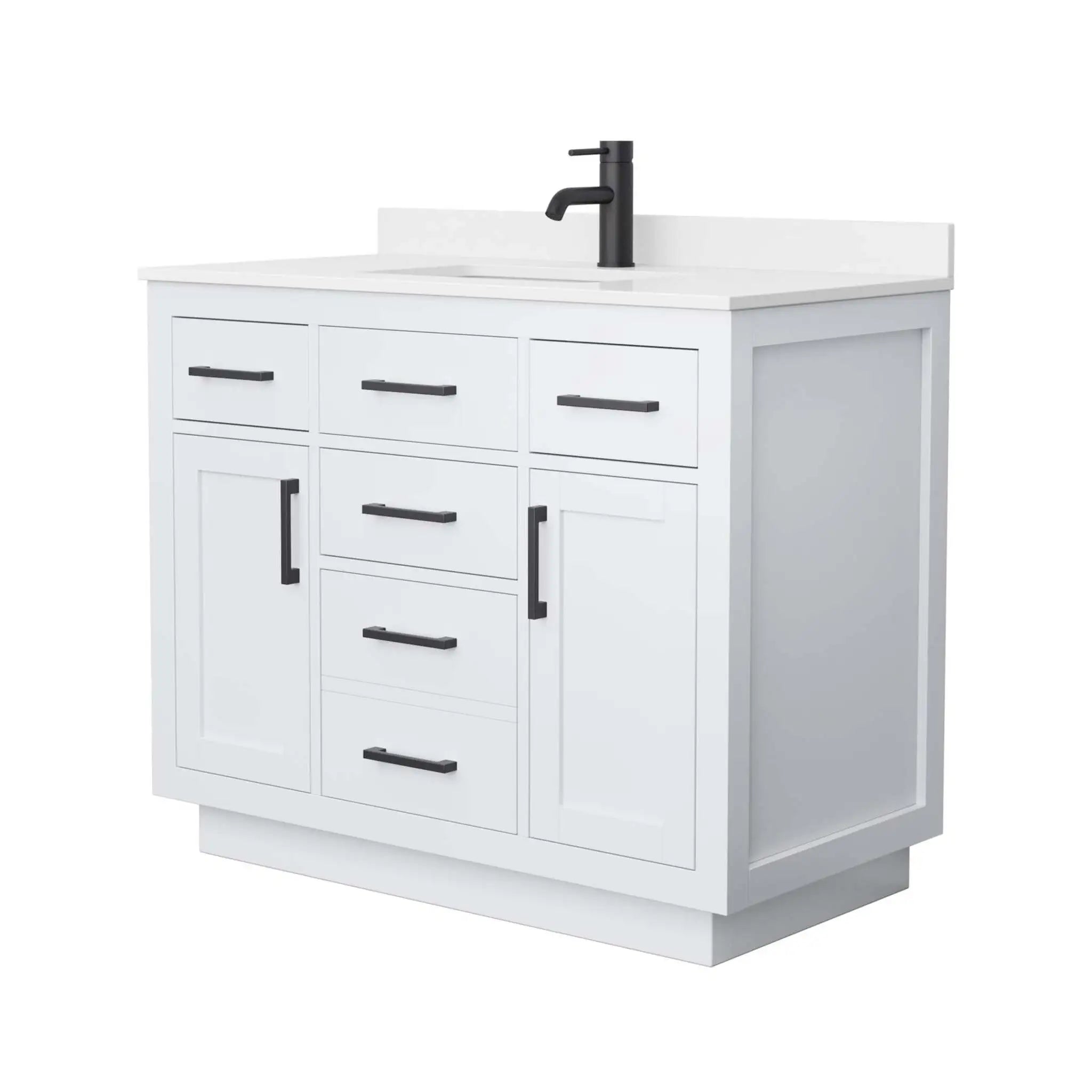 42" Beckett TK Beckett Single Bathroom Vanity with Toe Kick in White with Matte Black Trim by Wyndham