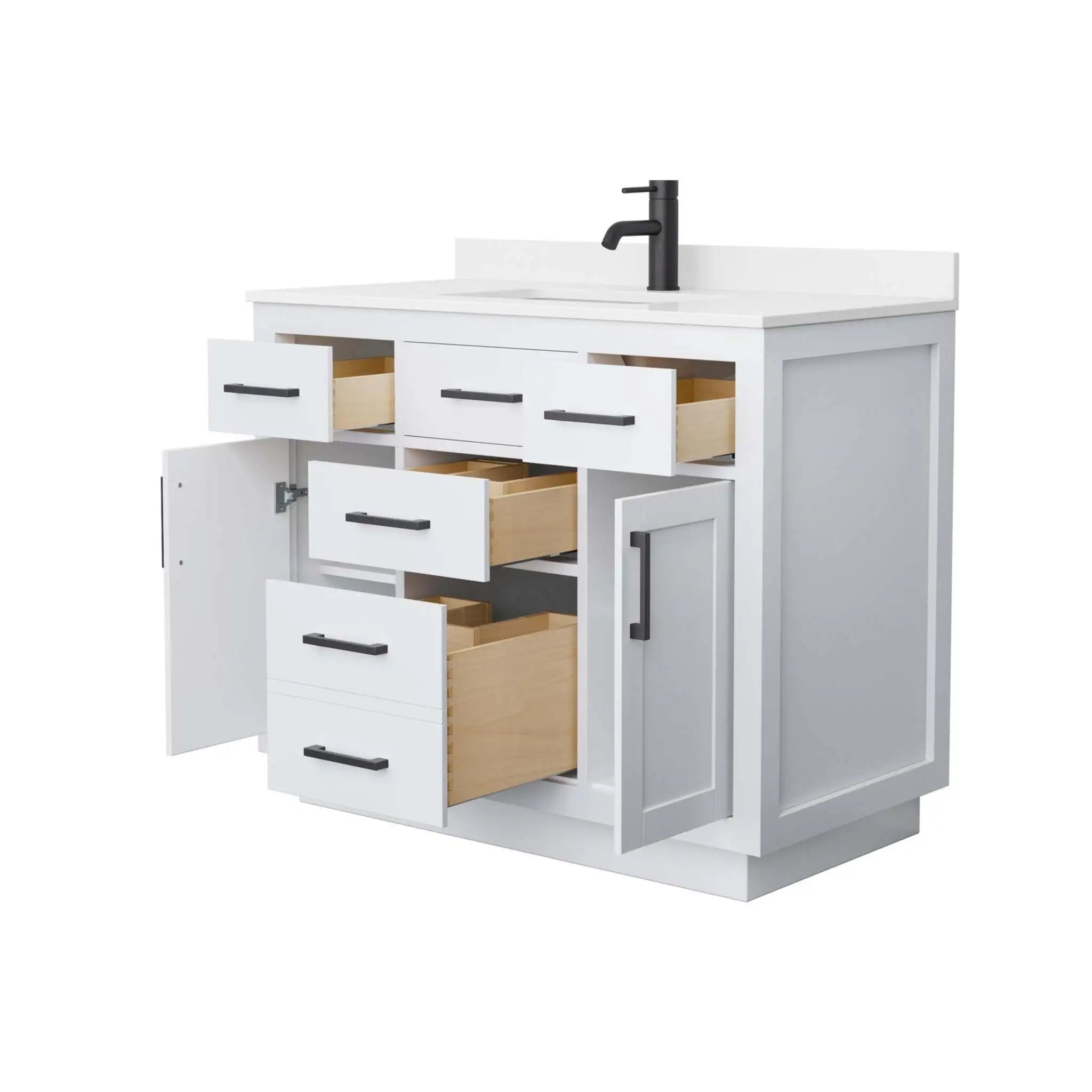42" Beckett TK Beckett Single Bathroom Vanity with Toe Kick in White with Matte Black Trim by Wyndham