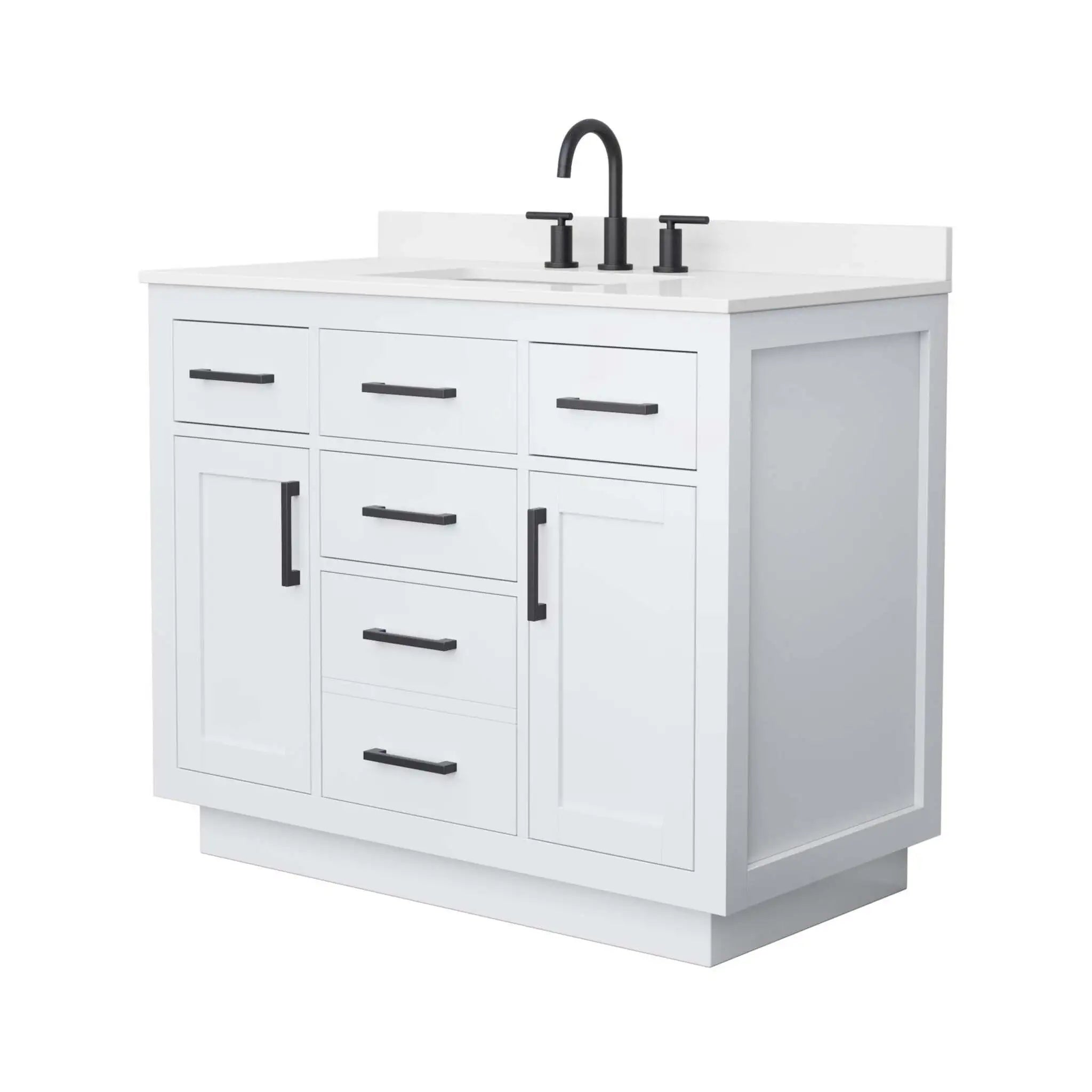 42" Beckett TK Beckett Single Bathroom Vanity with Toe Kick in White with Matte Black Trim by Wyndham