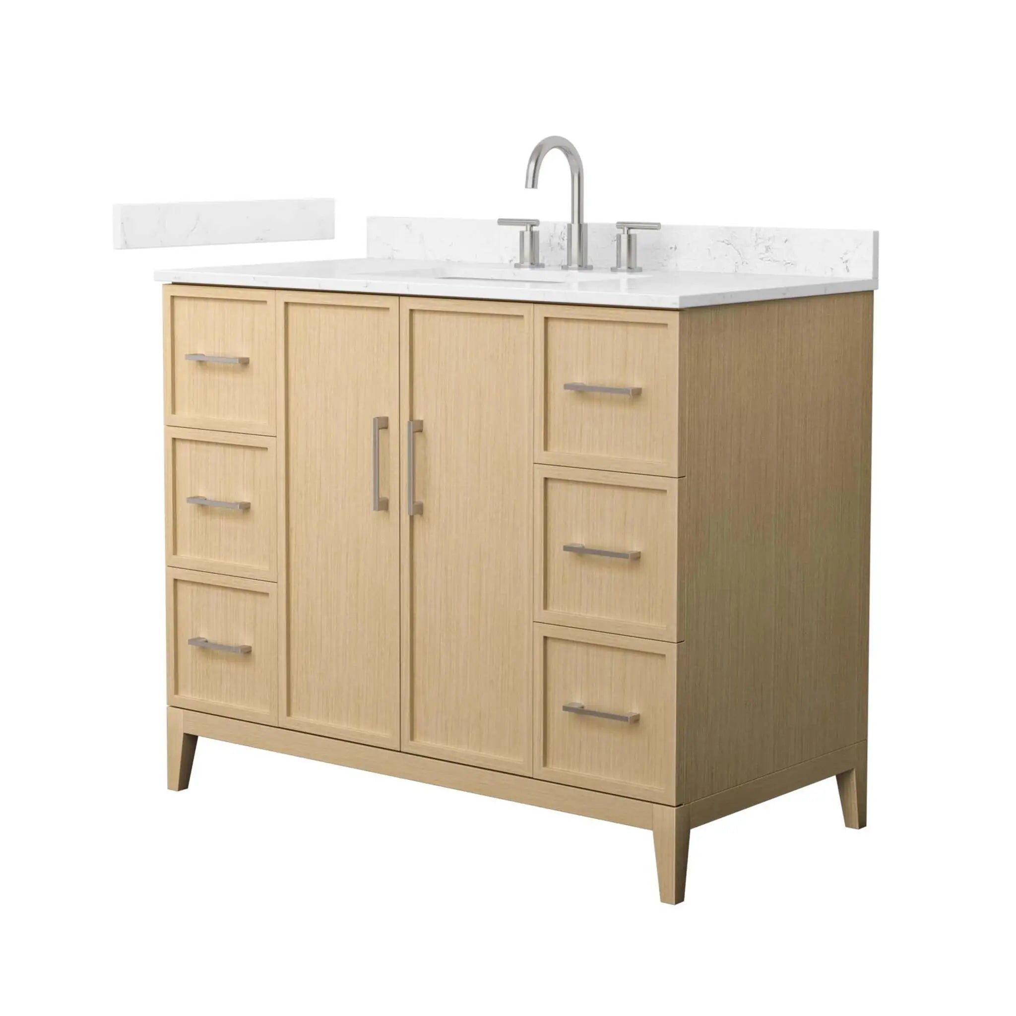 42" Elan Single Bathroom Vanity in White Oak with Brushed Nickel Trim by Wyndham