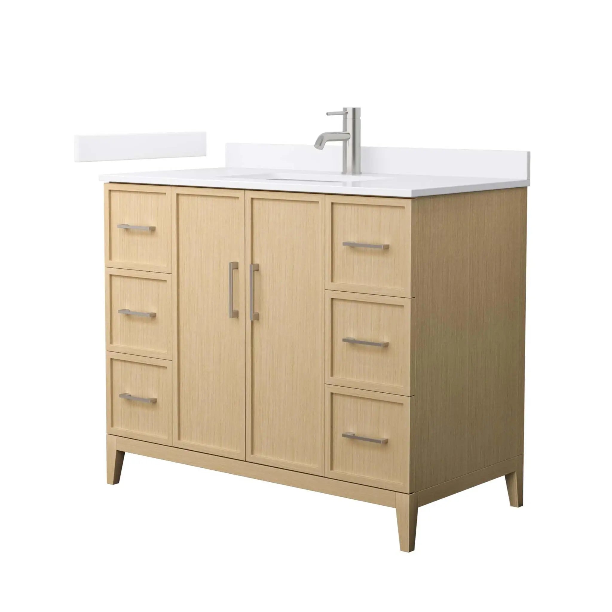42" Elan Single Bathroom Vanity in White Oak with Brushed Nickel Trim by Wyndham